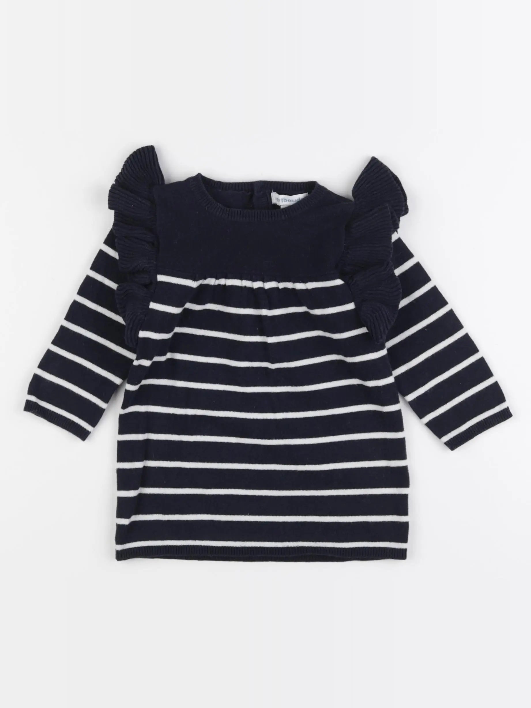 Vertbaudet - robe bleu, blanc - 9 mois