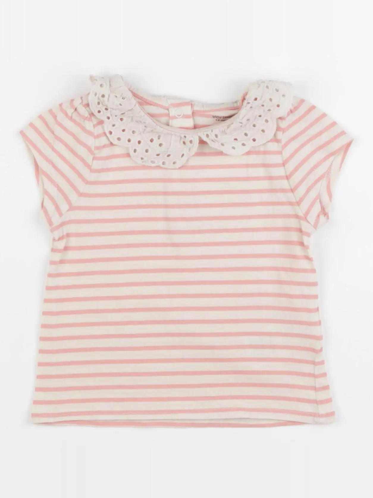 Vertbaudet - tee-shirt blanc, rose - 18 mois