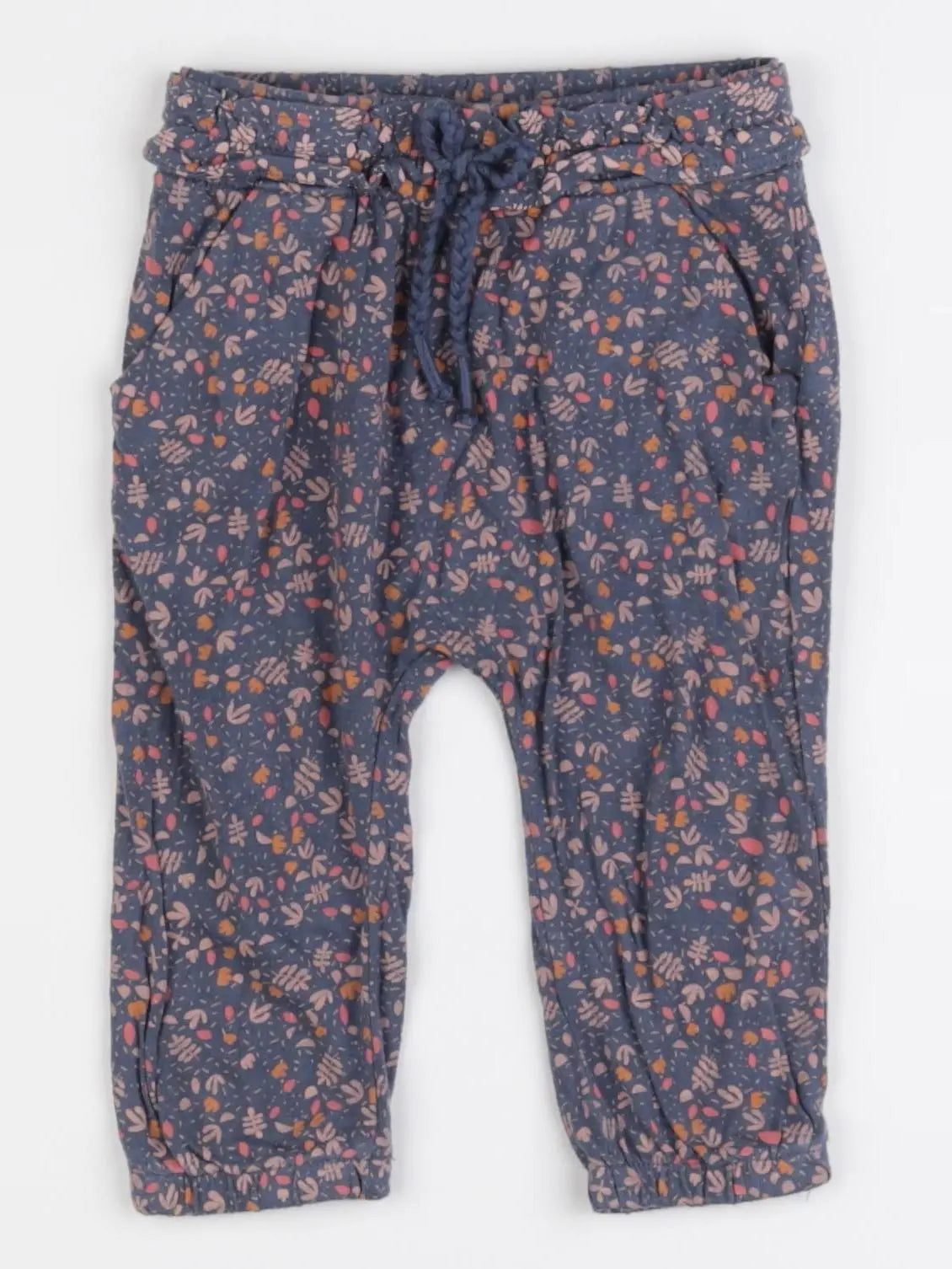 Vertbaudet - sarouel bleu, rose - 12 mois