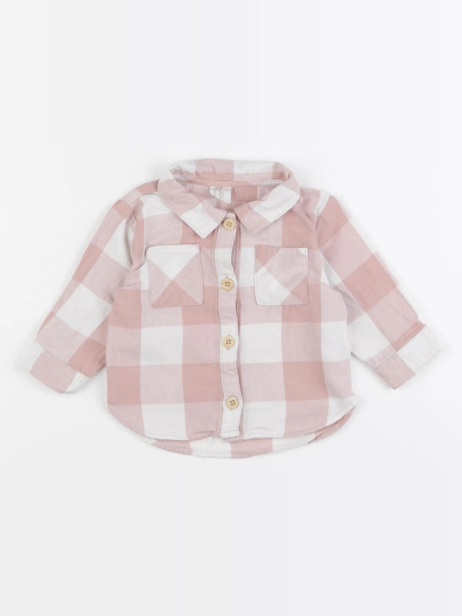 H&M - chemise blanc, rose - 3/6 mois