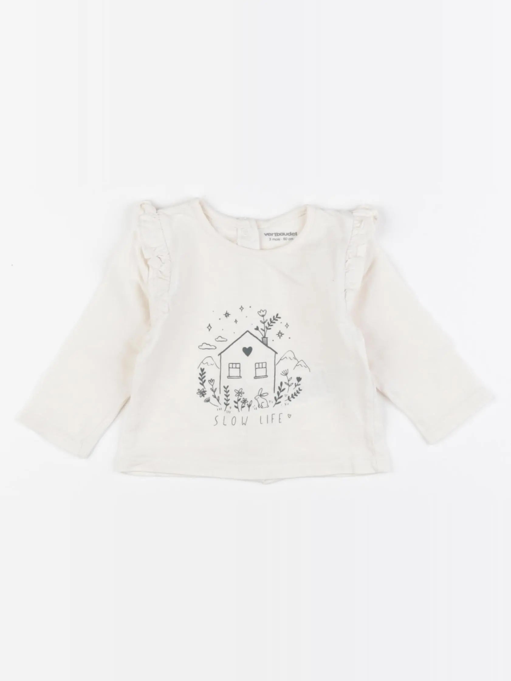 Vertbaudet - tee-shirt blanc - 3 mois