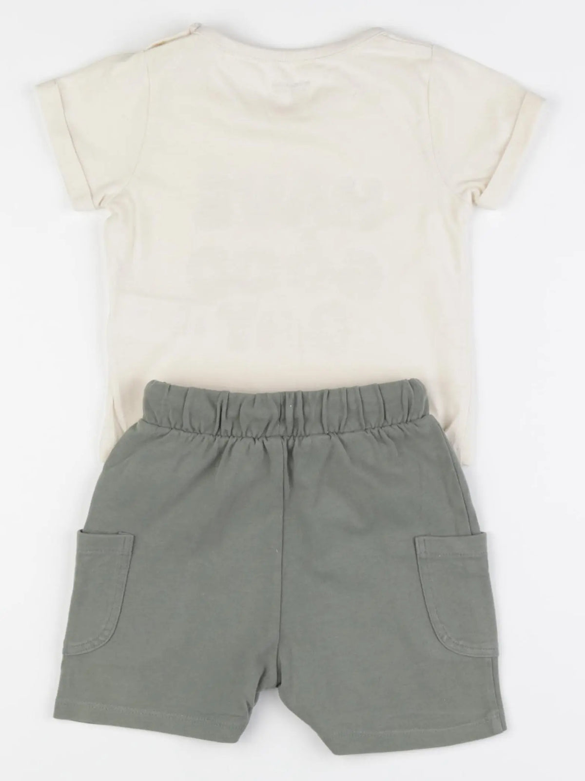 Vertbaudet - ensemble beige, vert - 18 mois