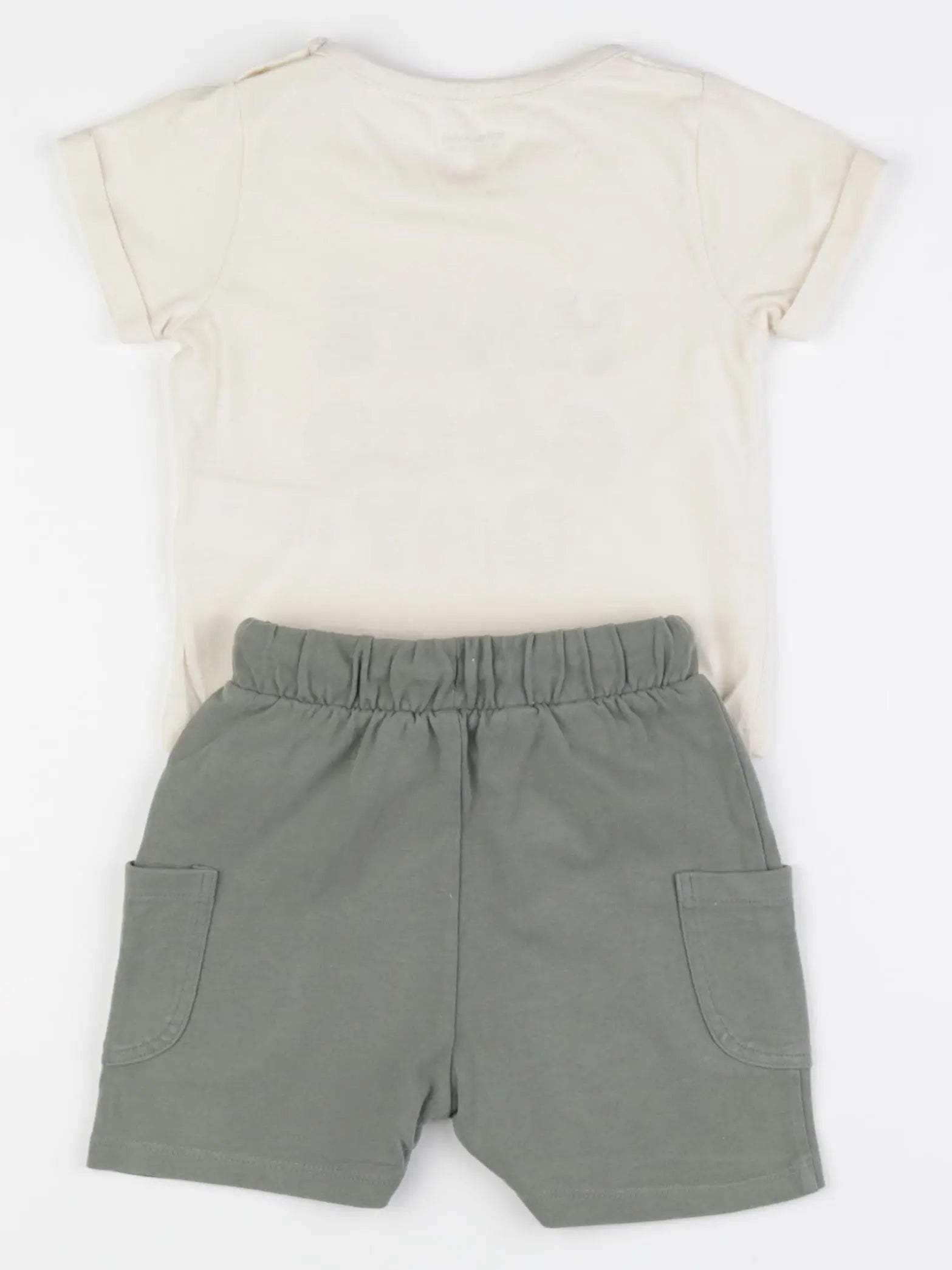 Vertbaudet - ensemble beige, vert - 18 mois