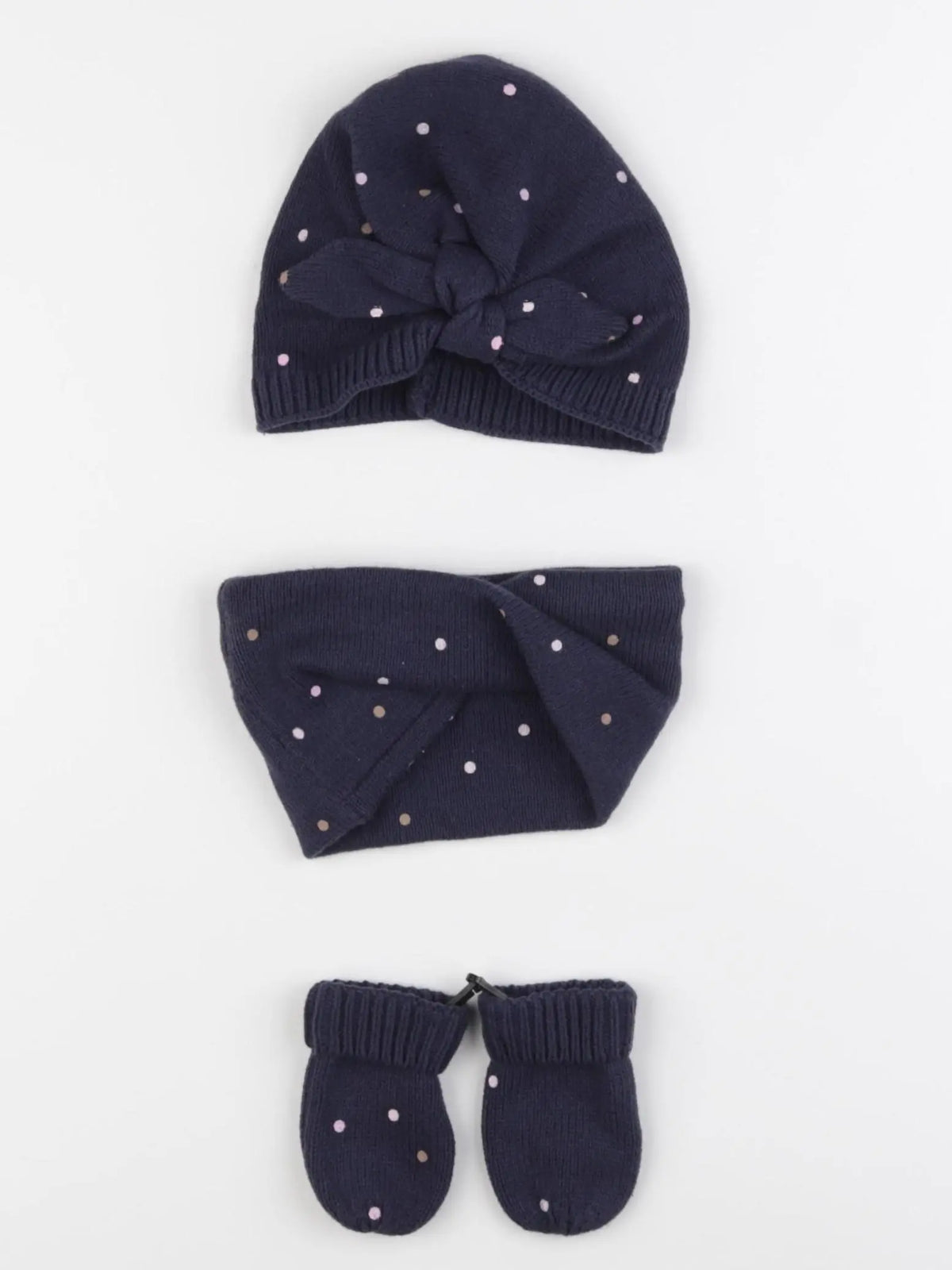 Vertbaudet - ensemble bonnet/moufles/tour de cou bleu - 12/18 mois