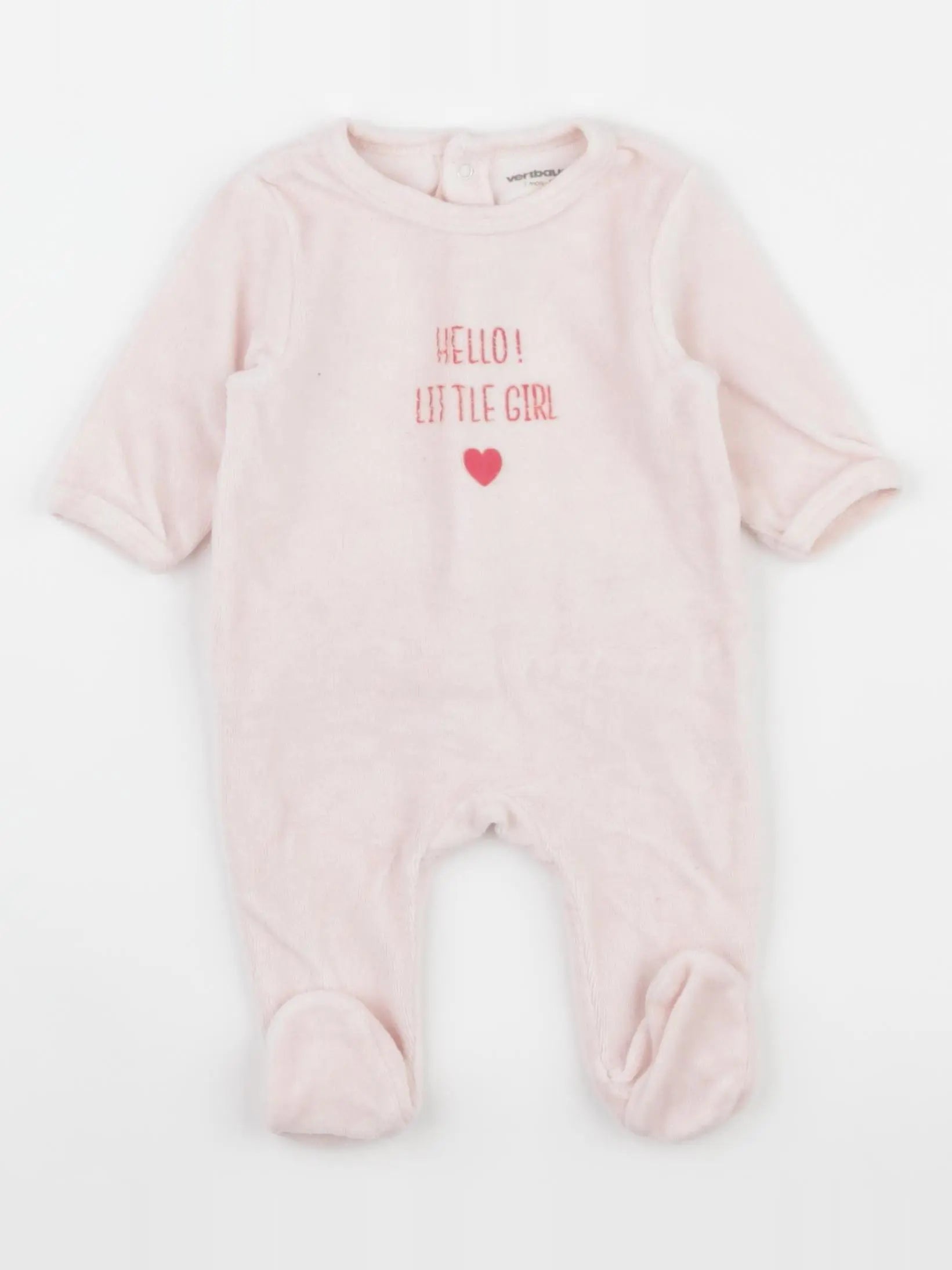 Vertbaudet - pyjama velours rose - 1 mois