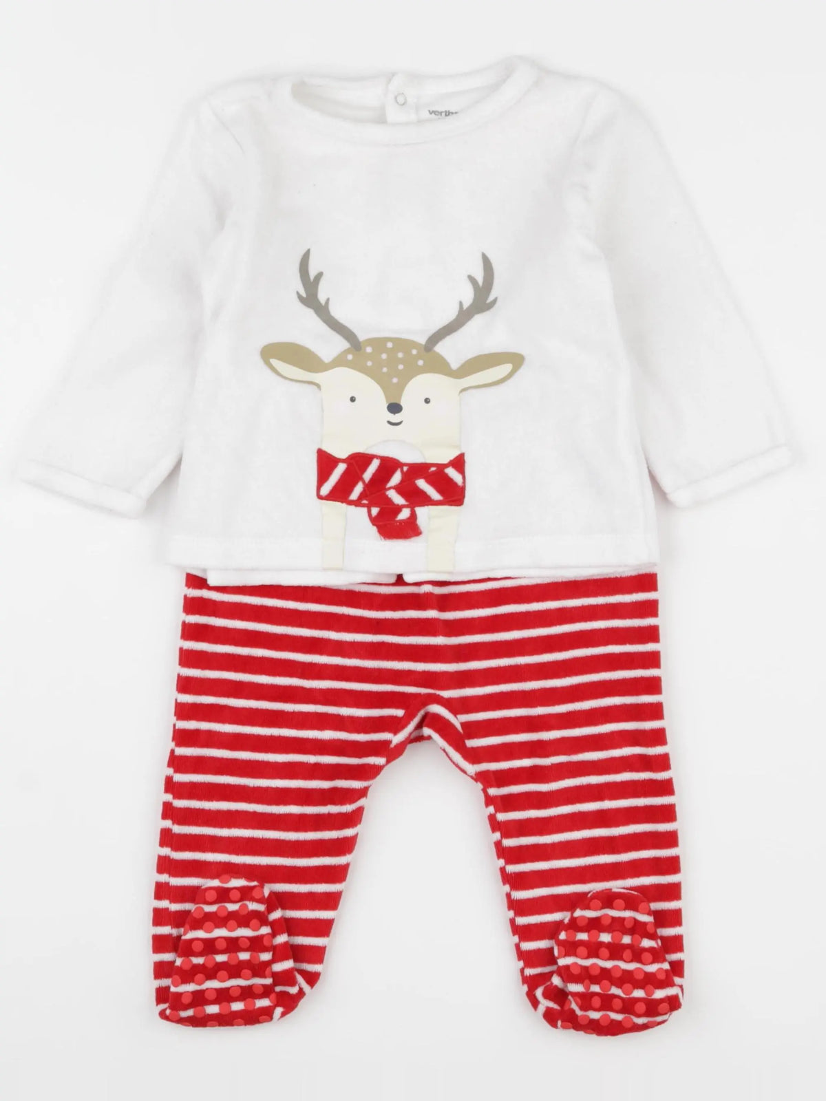 Vertbaudet - pyjama velours blanc, rouge - 12 mois