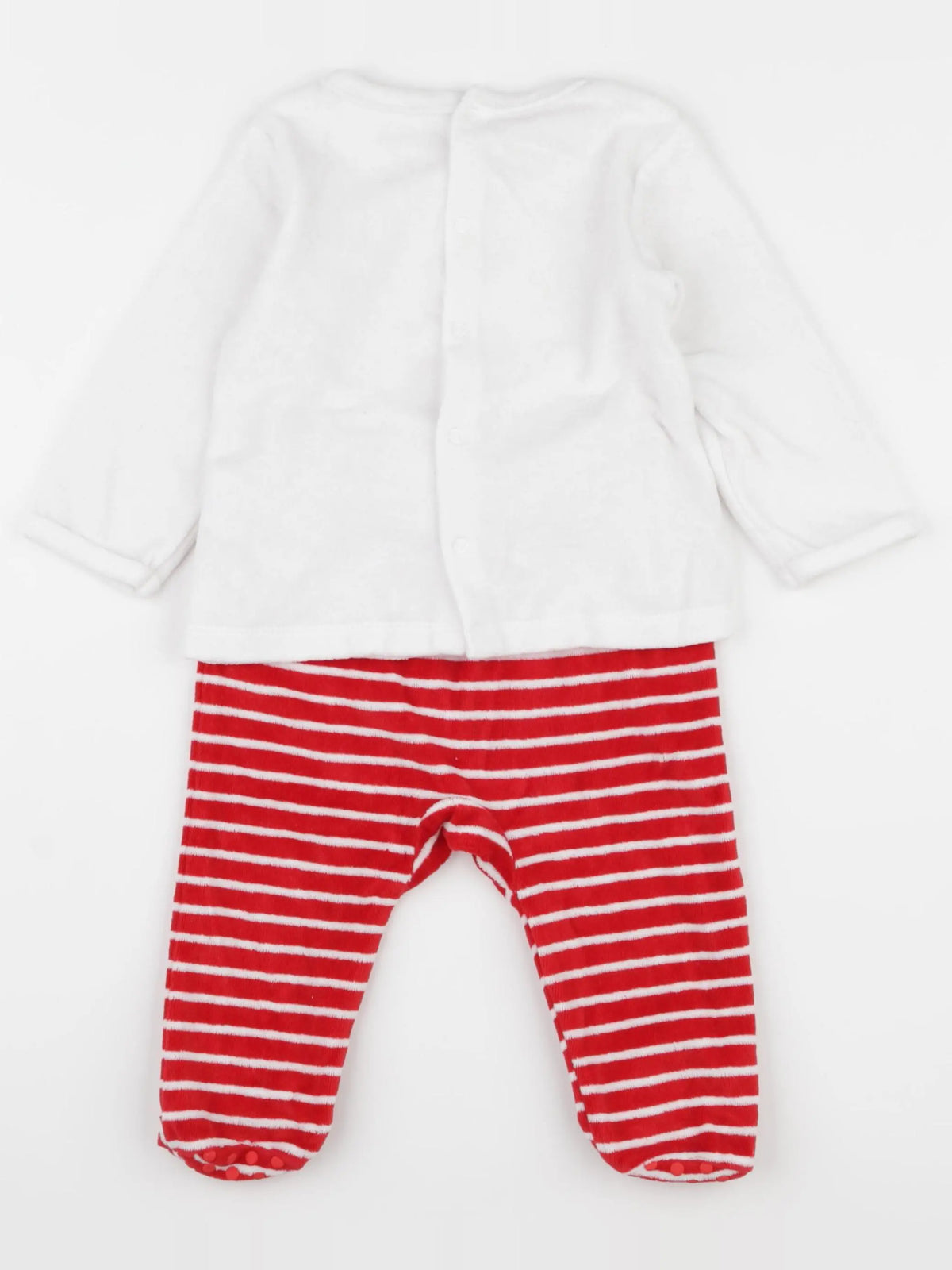 Vertbaudet - pyjama velours blanc, rouge - 12 mois