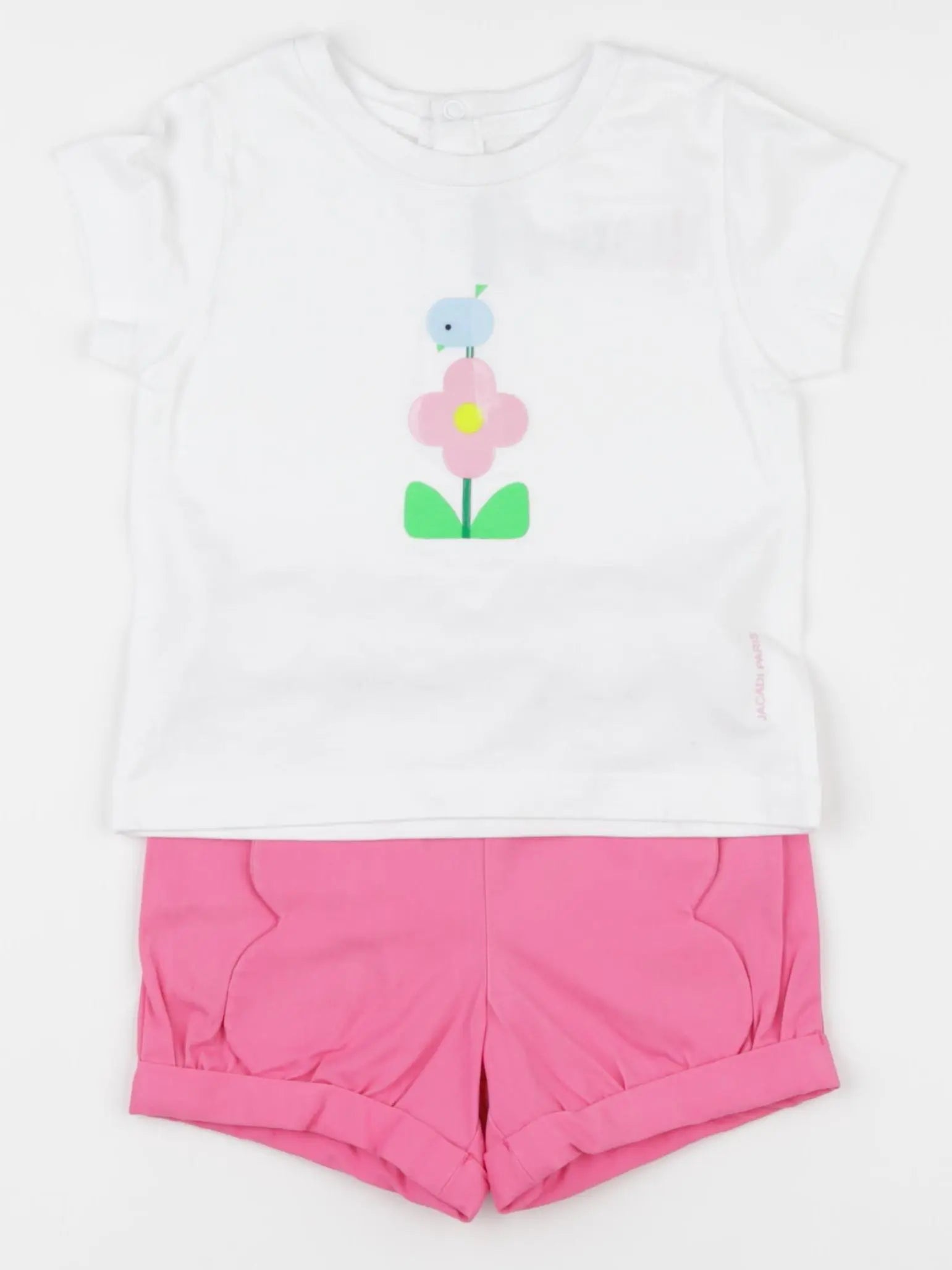 Jacadi - ensemble blanc, rose - 18 mois