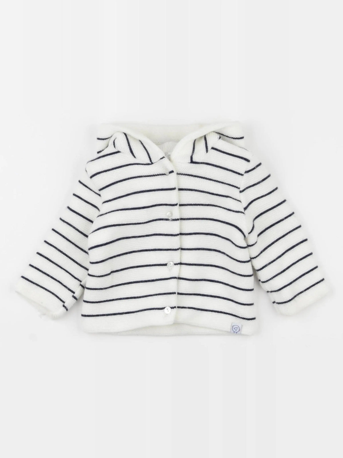 La manufacture de layette - gilet blanc, bleu - 12 mois