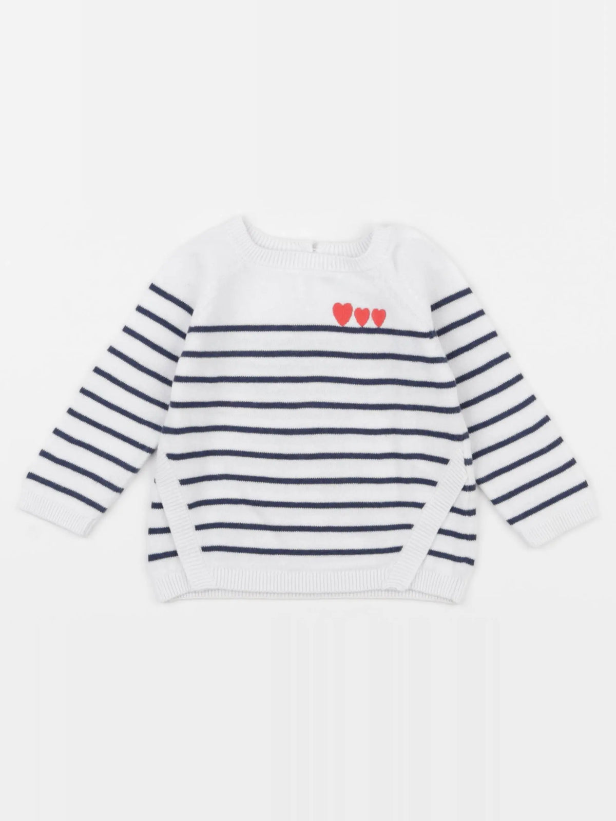 Vertbaudet - pull blanc, bleu - 6 mois