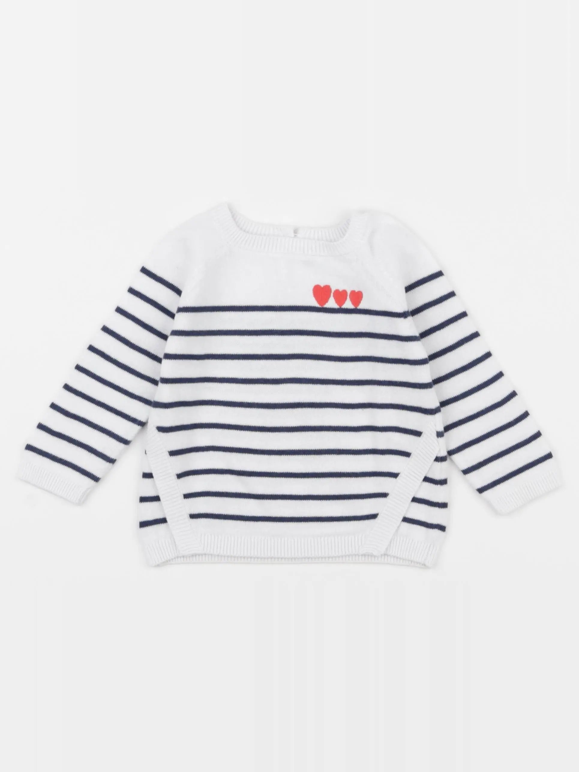 Vertbaudet - pull blanc, bleu - 6 mois