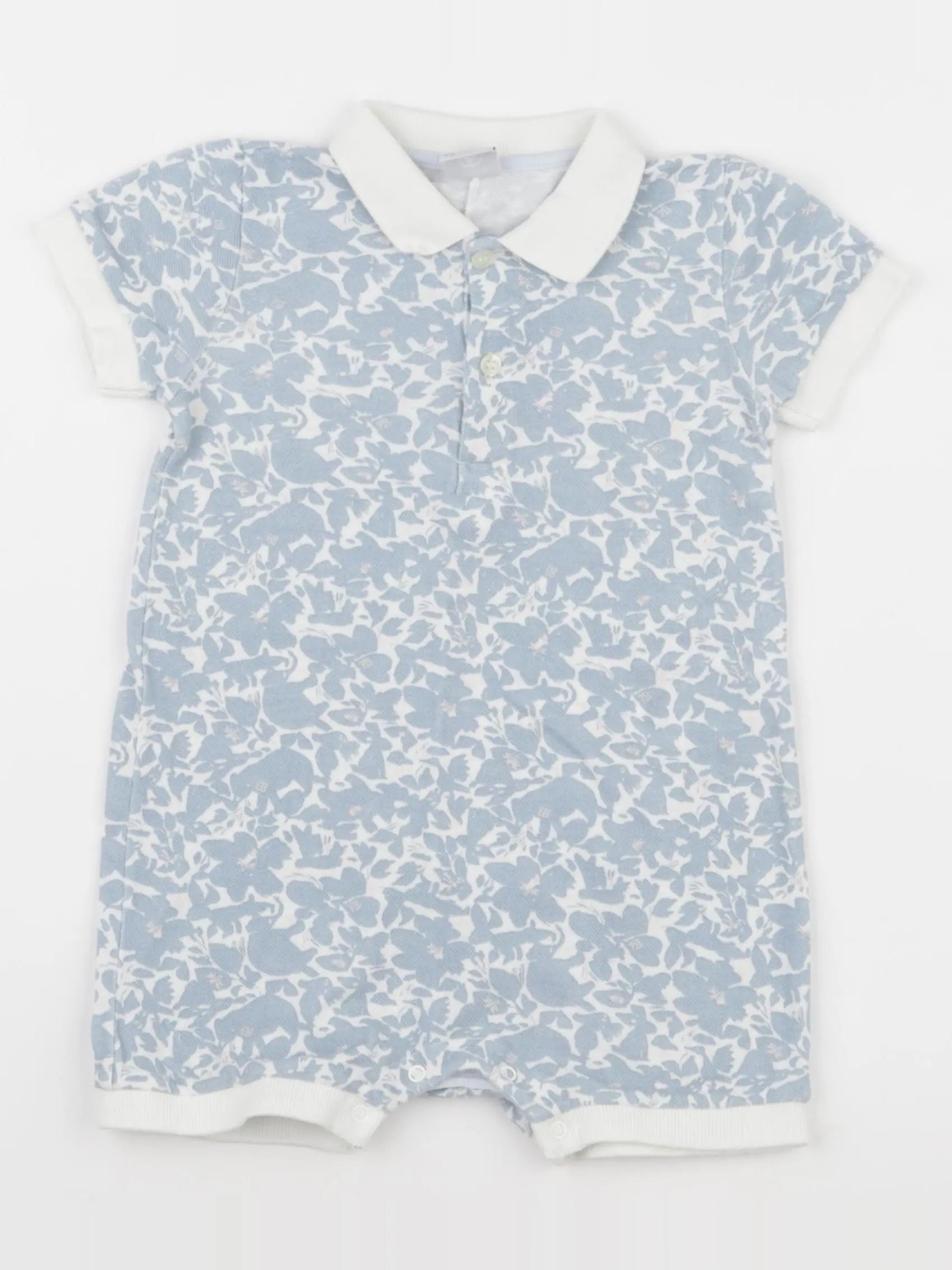 Petit Bateau - combinaison bleu, blanc - 18 mois