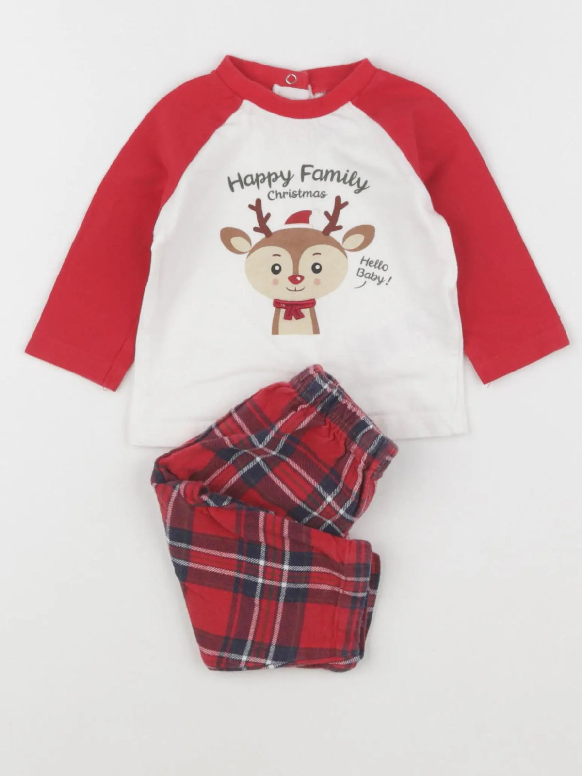 Vertbaudet - pyjama coton blanc, rouge - 3 mois