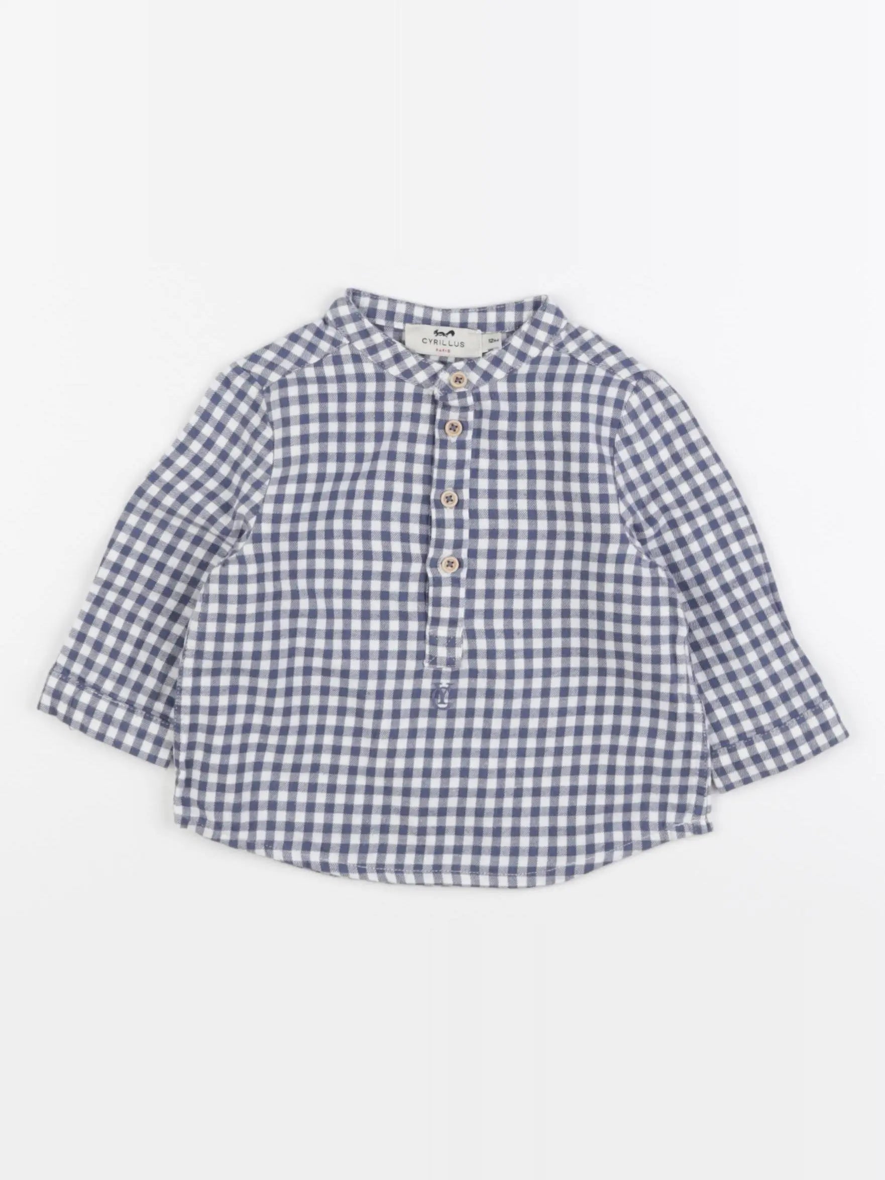 Cyrillus - chemise blanc, bleu - 12 mois