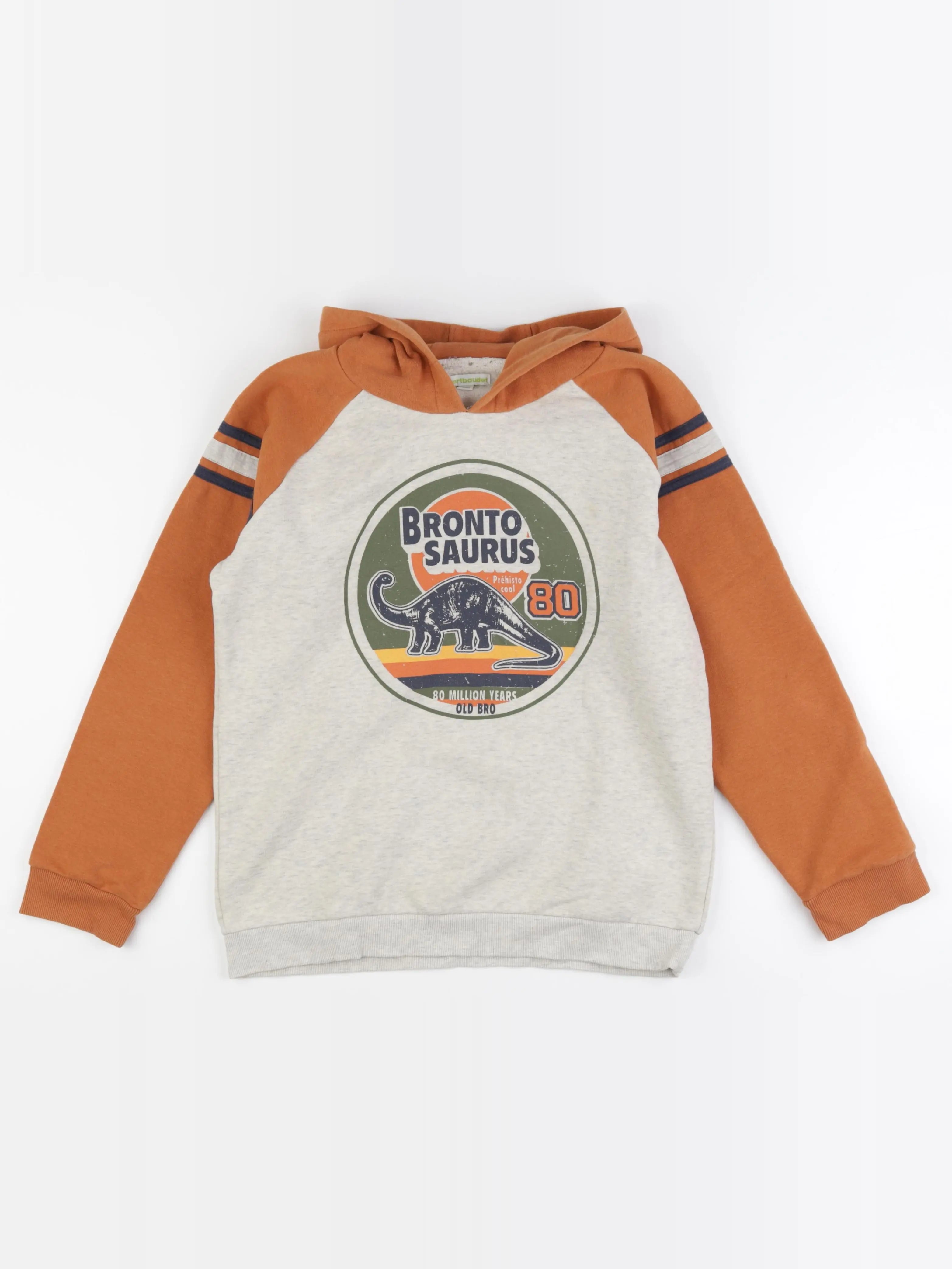 Vertbaudet - sweat marron, gris - 14 ans