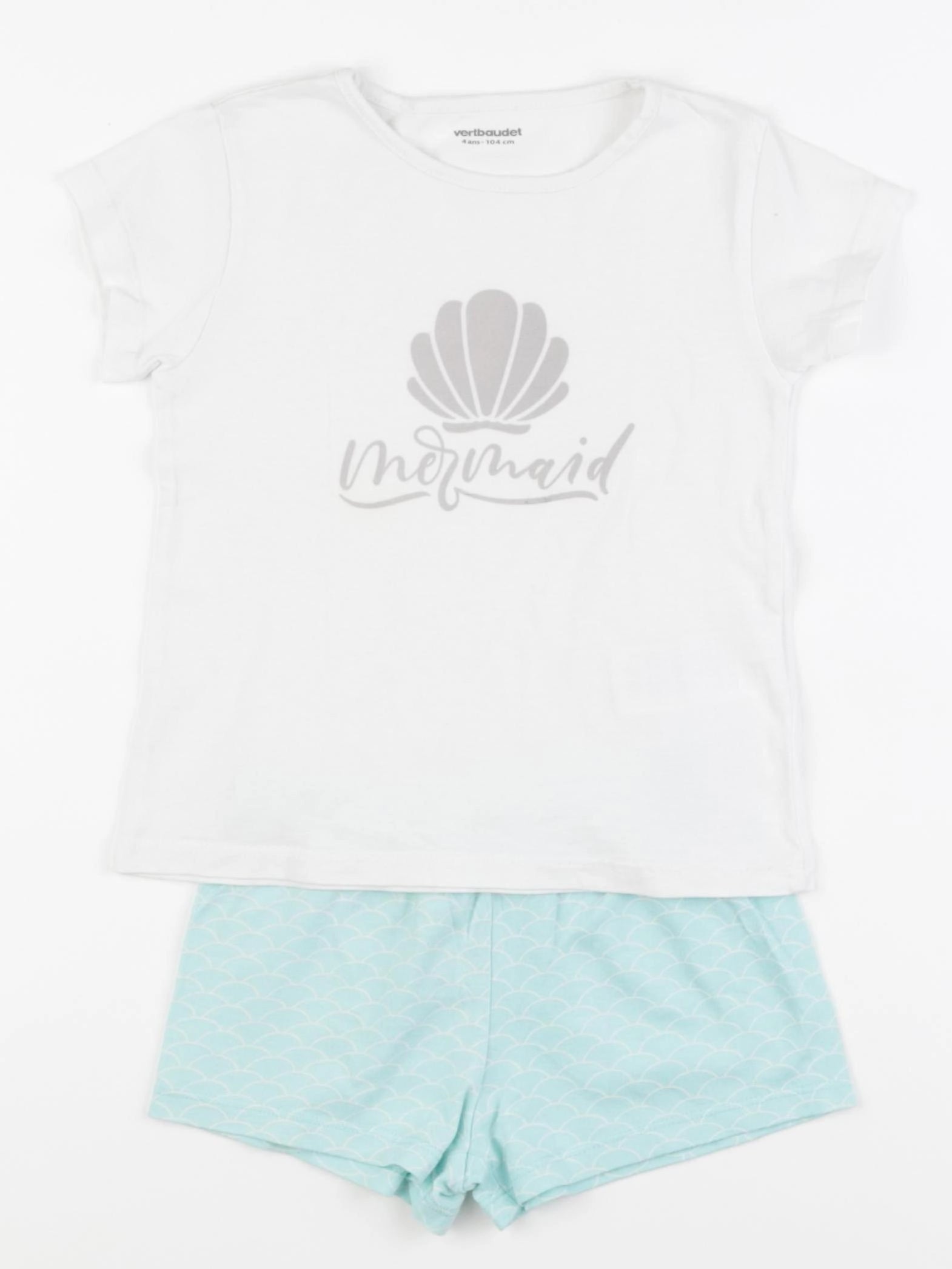 Vertbaudet - pyjama coton blanc, vert - 4 ans