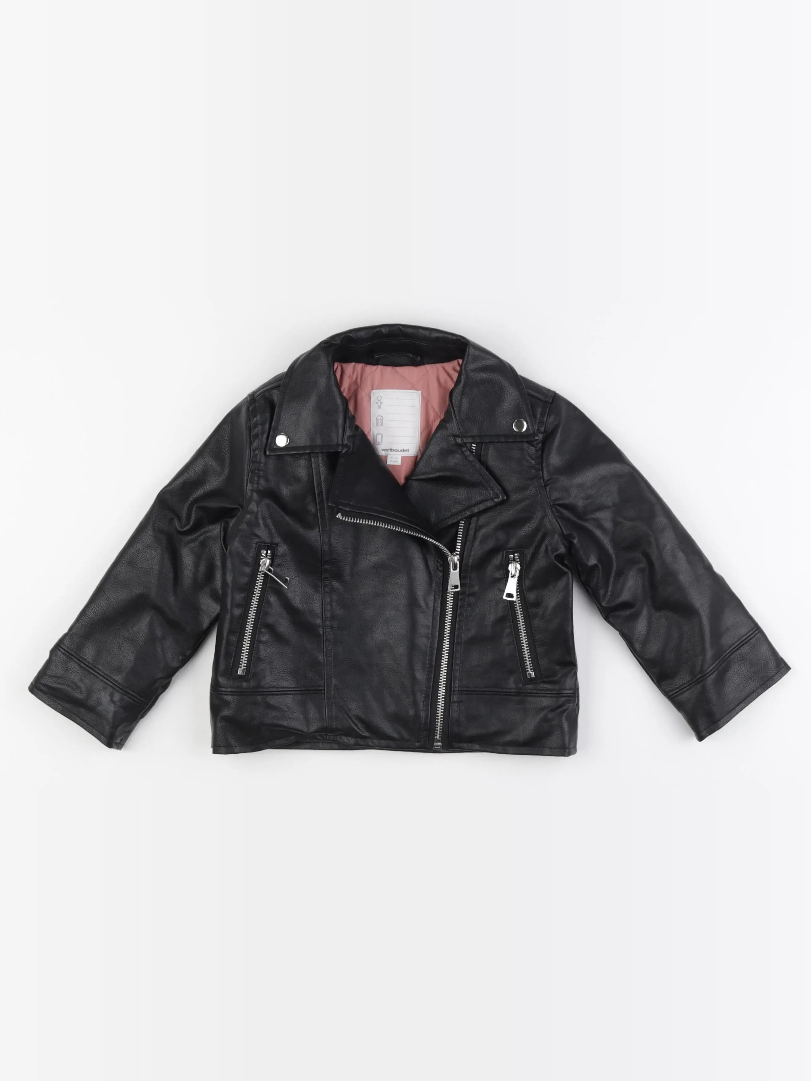 Vertbaudet - veste simili cuir noir - 3 ans