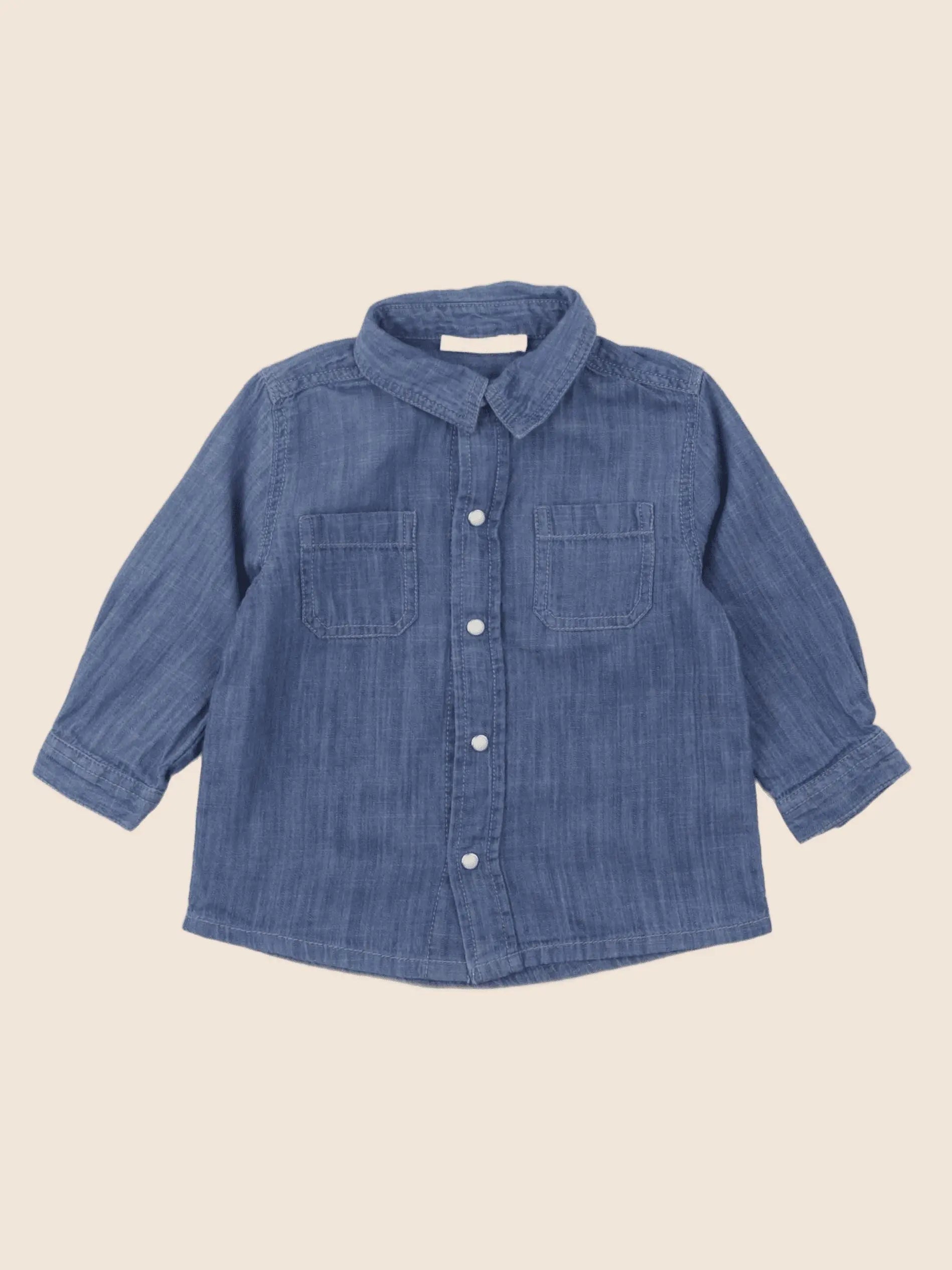 Boutchou - chemise bleu - 9 mois
