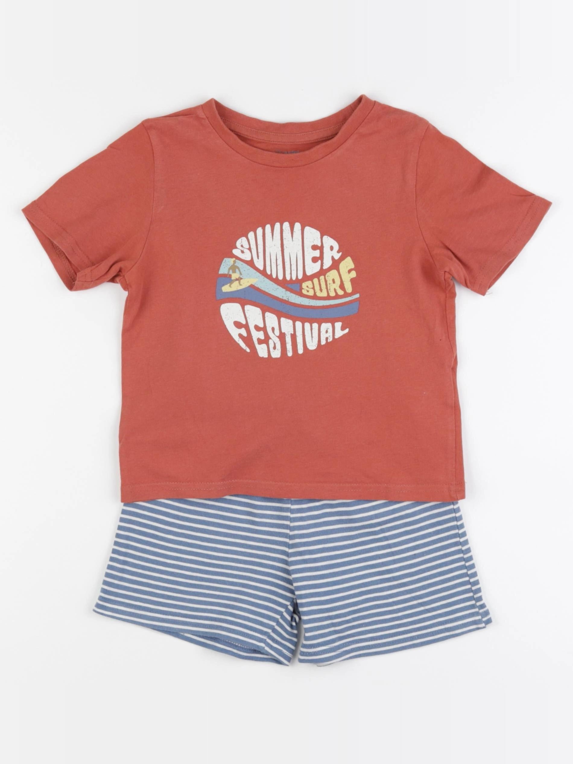 Vertbaudet - pyjama coton bleu, rouge - 4 ans