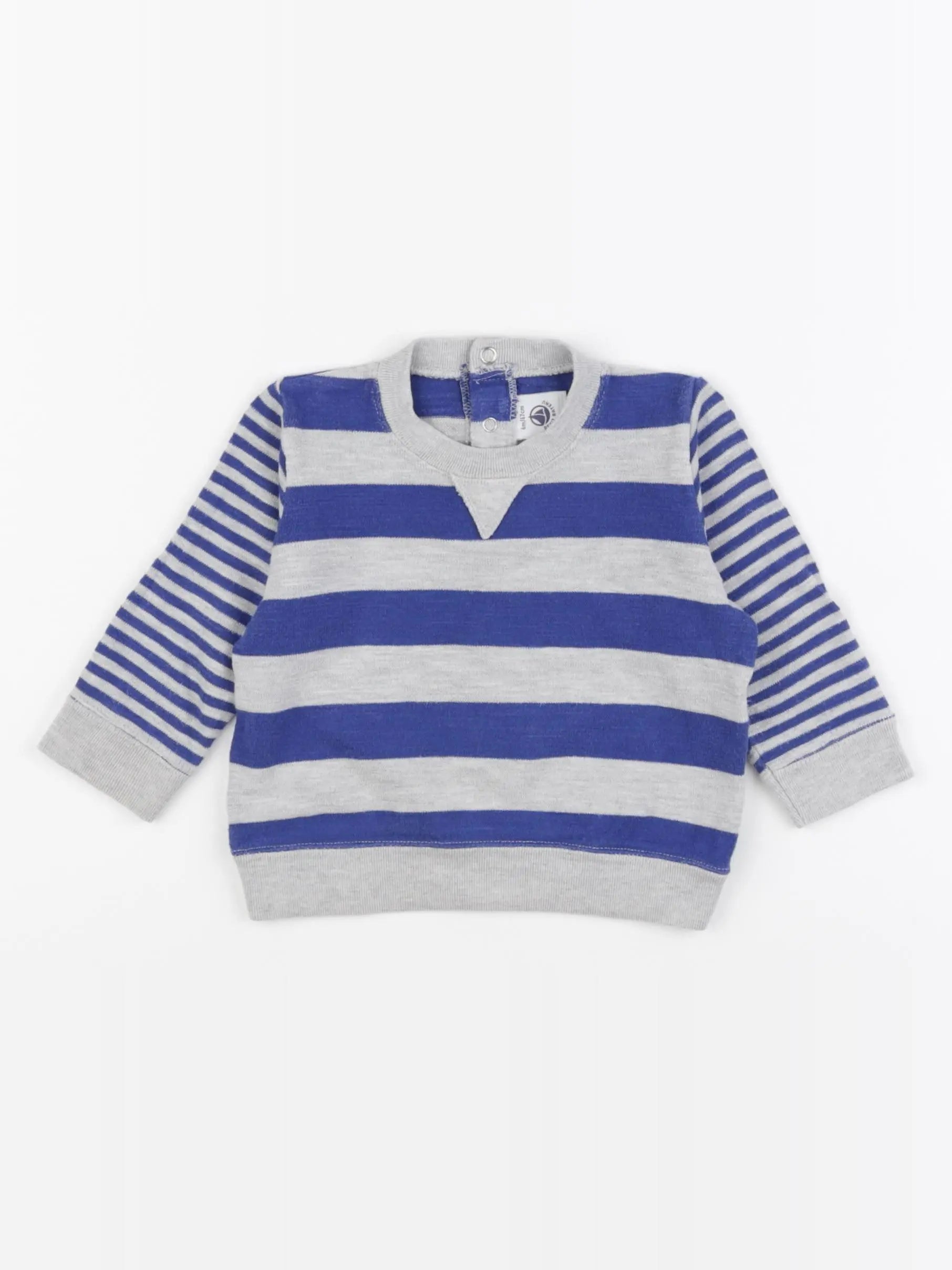 Petit Bateau - sweat bleu, gris - 6 mois