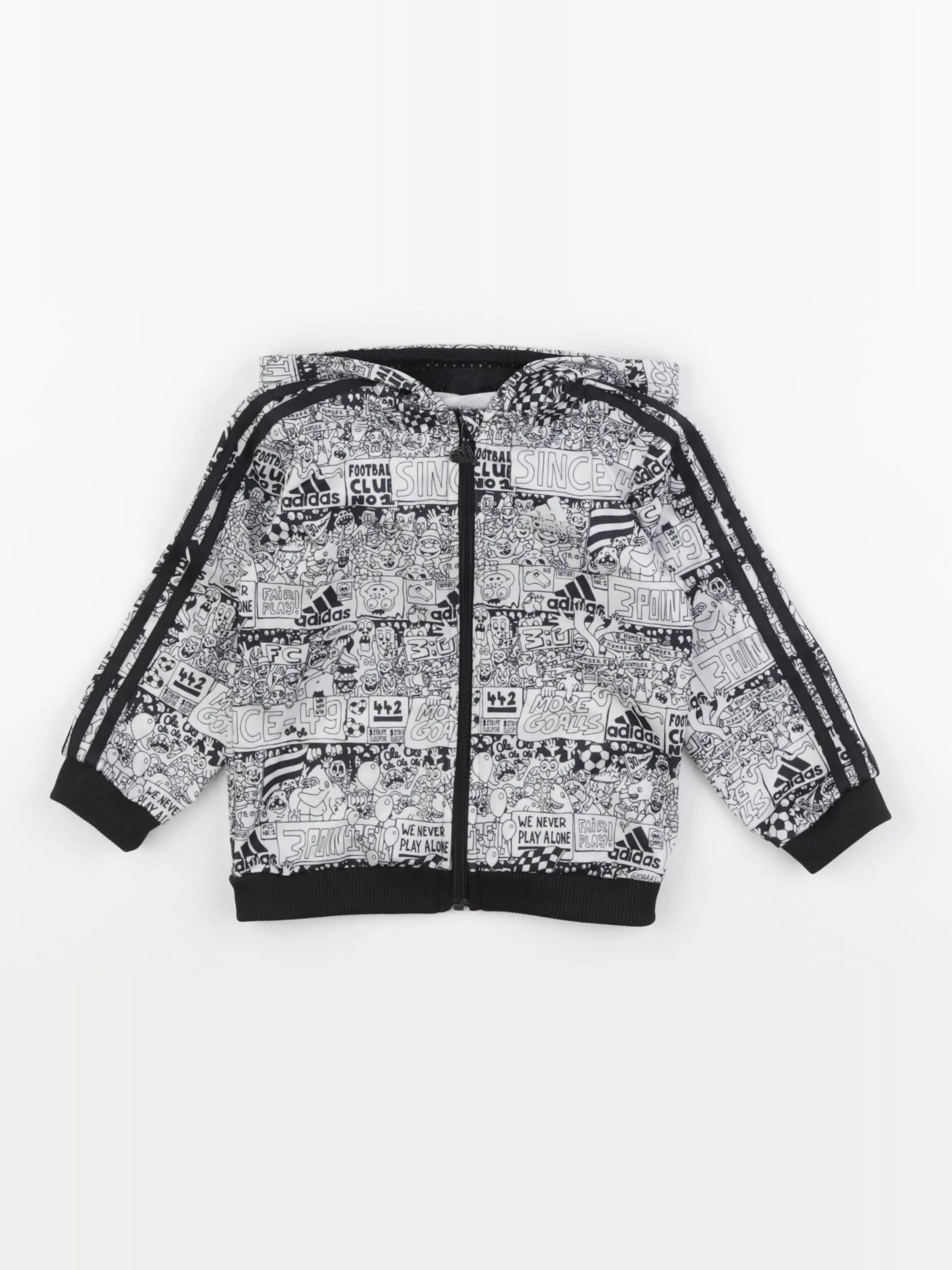 Adidas - sweat blanc, noir - 12/18 mois