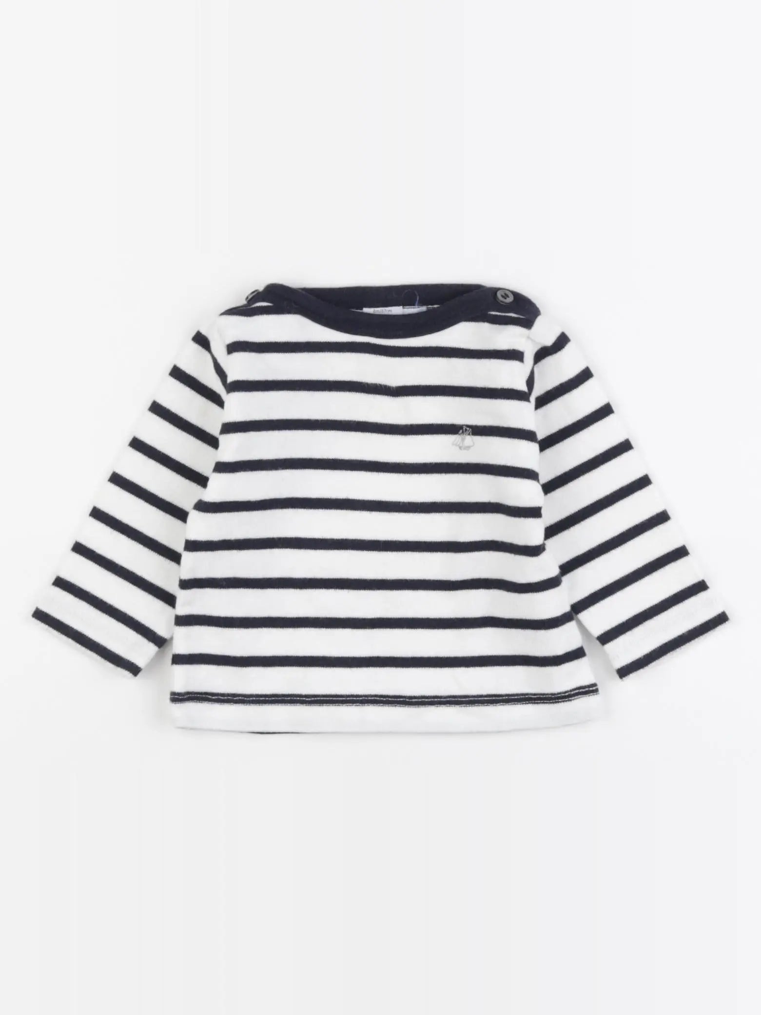 Petit Bateau - pull blanc, bleu - 6 mois