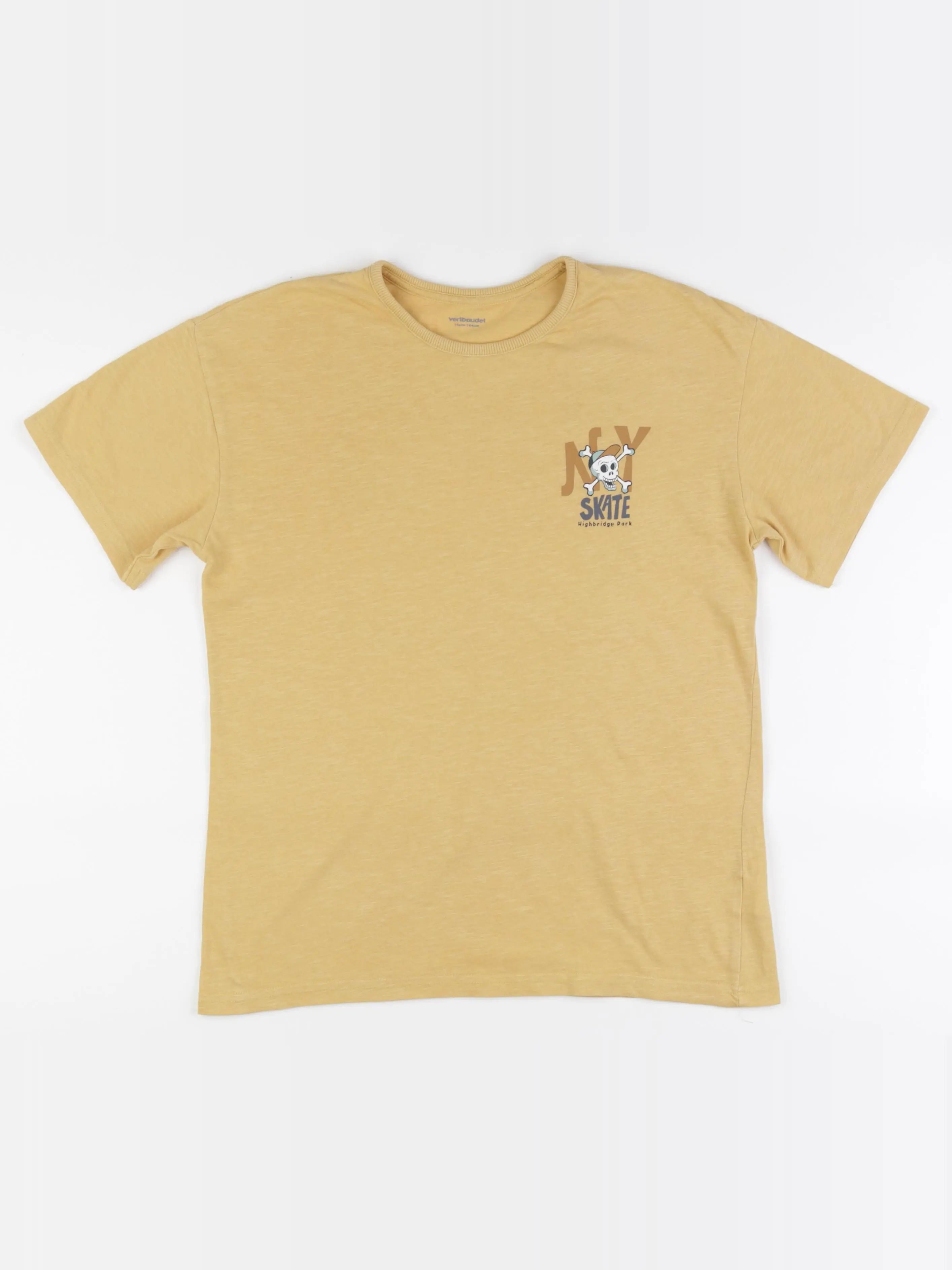 Vertbaudet - tee-shirt imprimé au dos marron - 14 ans