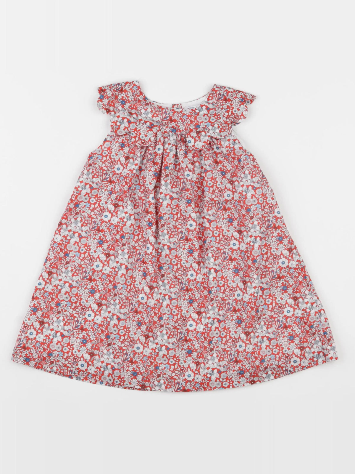 Jacadi - robe liberty taupe, rouge - 24 mois