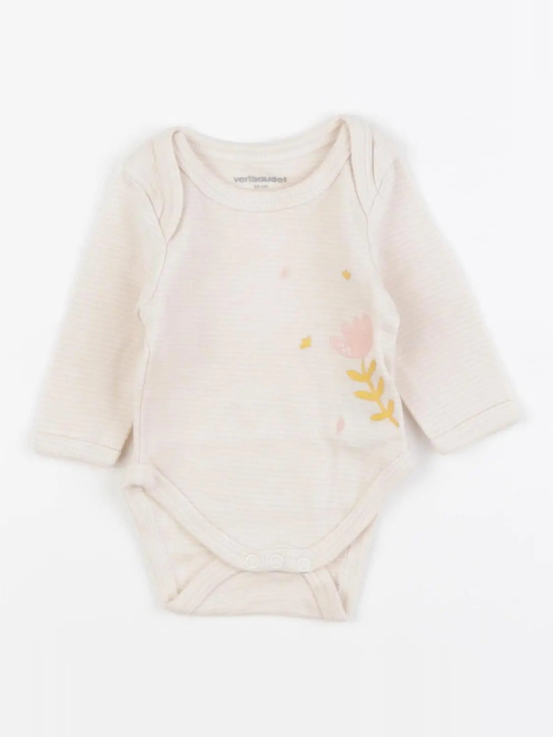 Vertbaudet - body blanc, rose - 0 mois