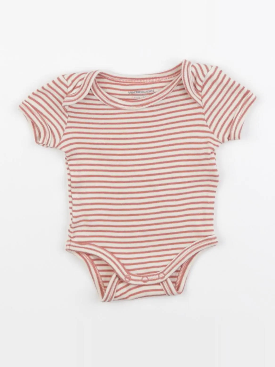 Vertbaudet - body blanc, rose - 1 mois