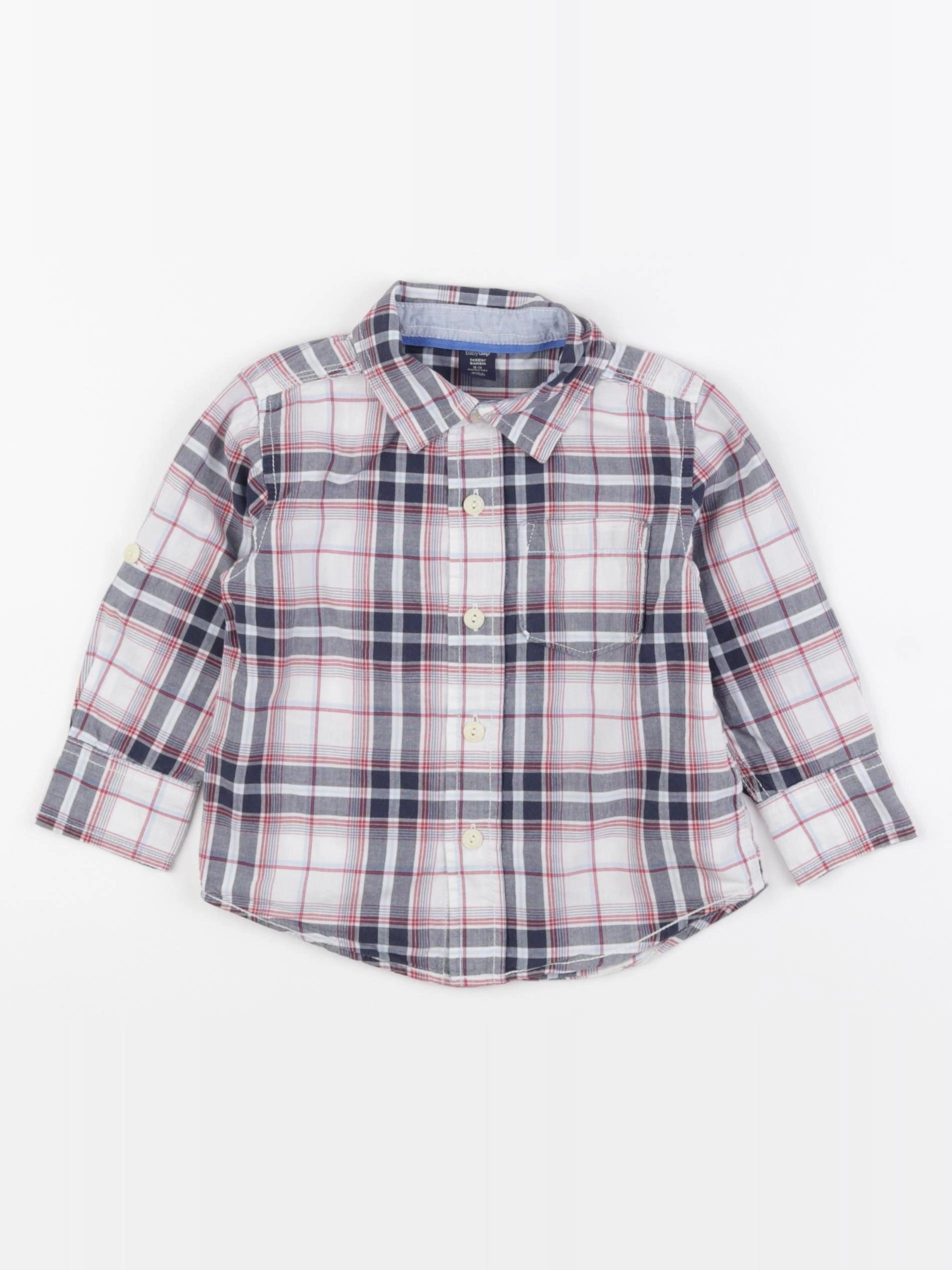 GAP - chemise bleu, rouge - 18/24 mois