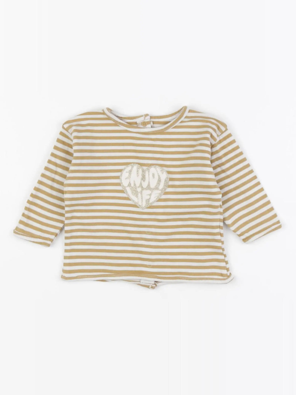 Vertbaudet - tee-shirt jaune, blanc - 3 mois