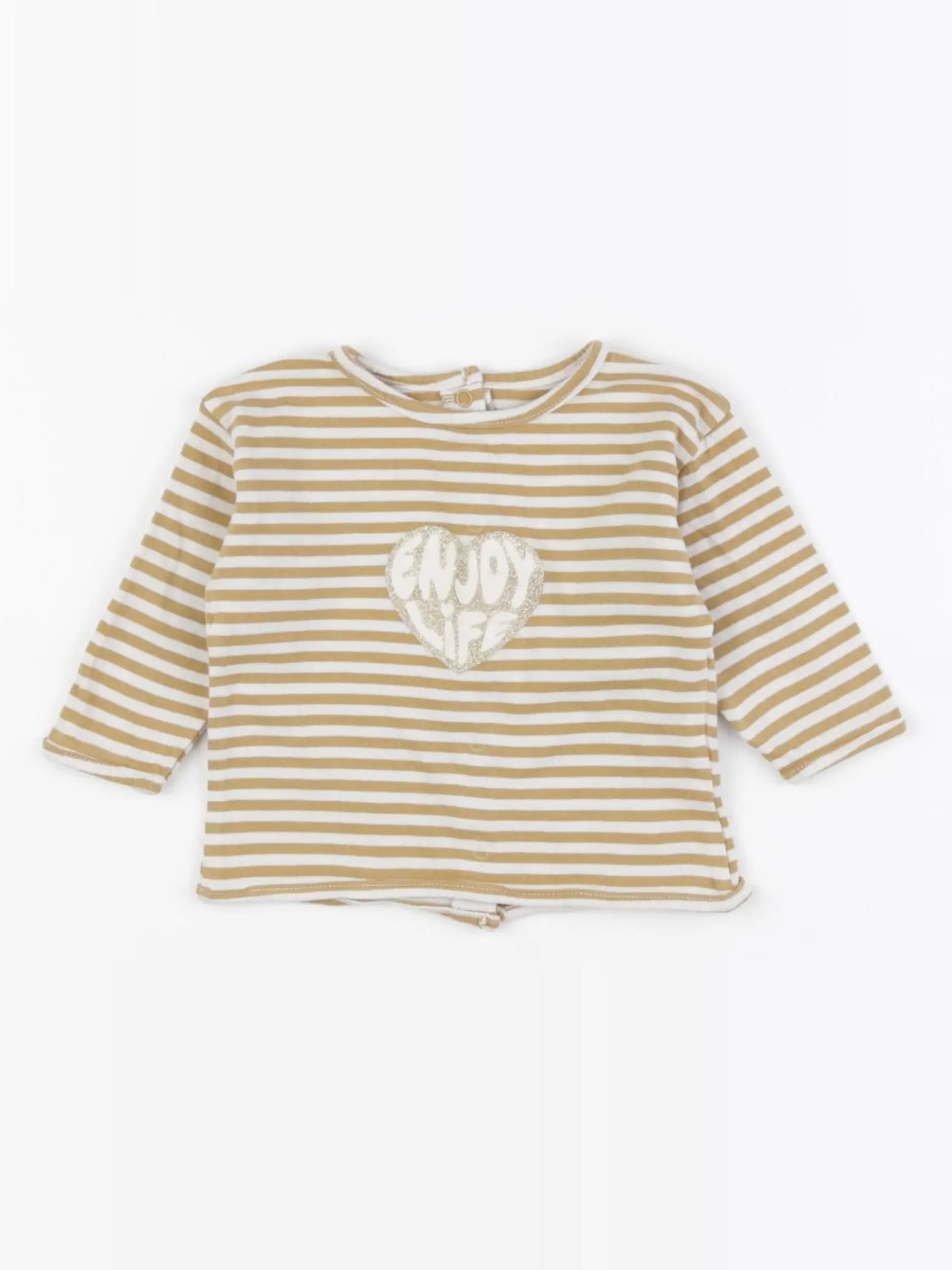 Vertbaudet - tee-shirt jaune, blanc - 3 mois