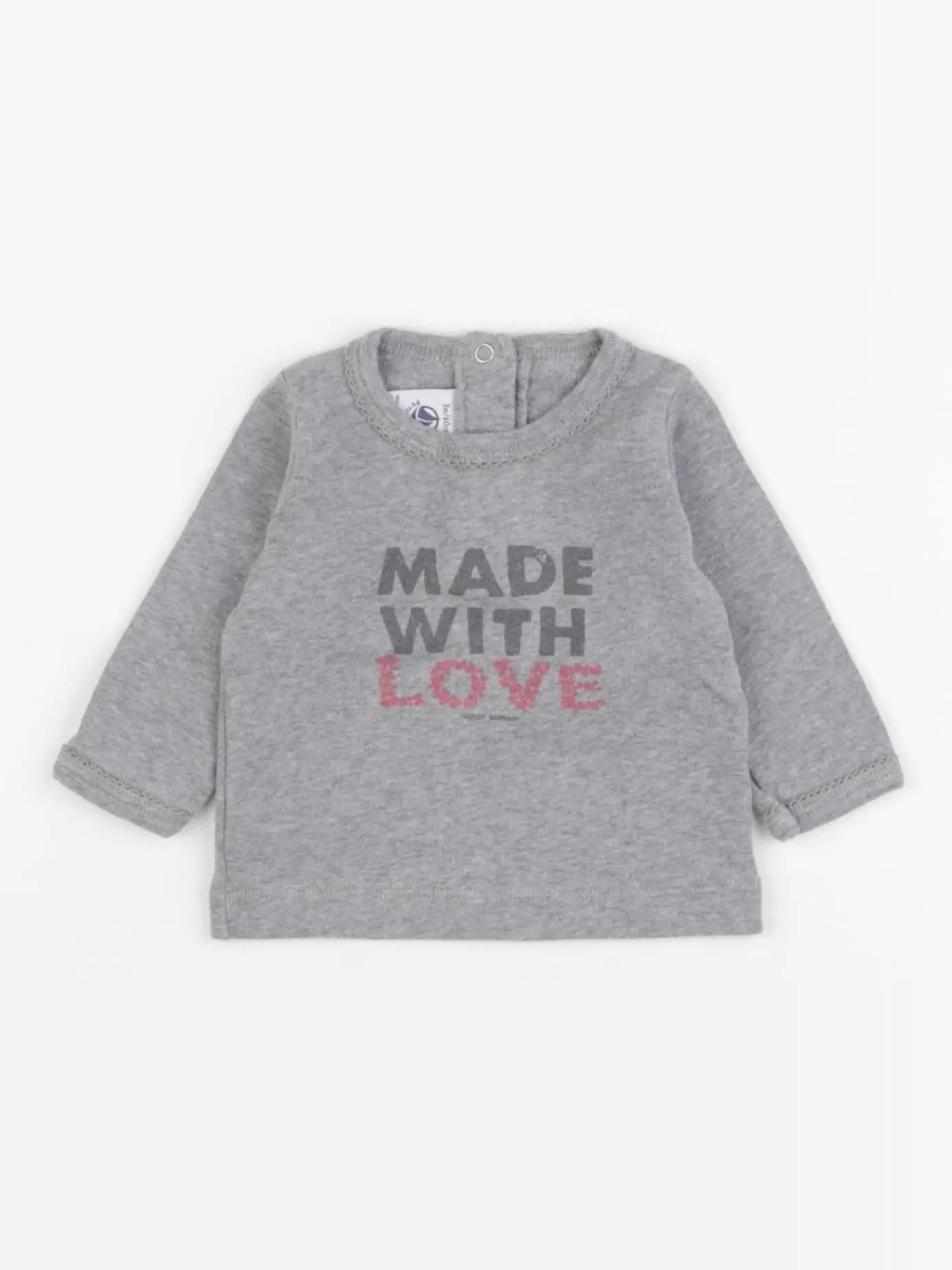 Petit Bateau - tee-shirt gris - 3 mois