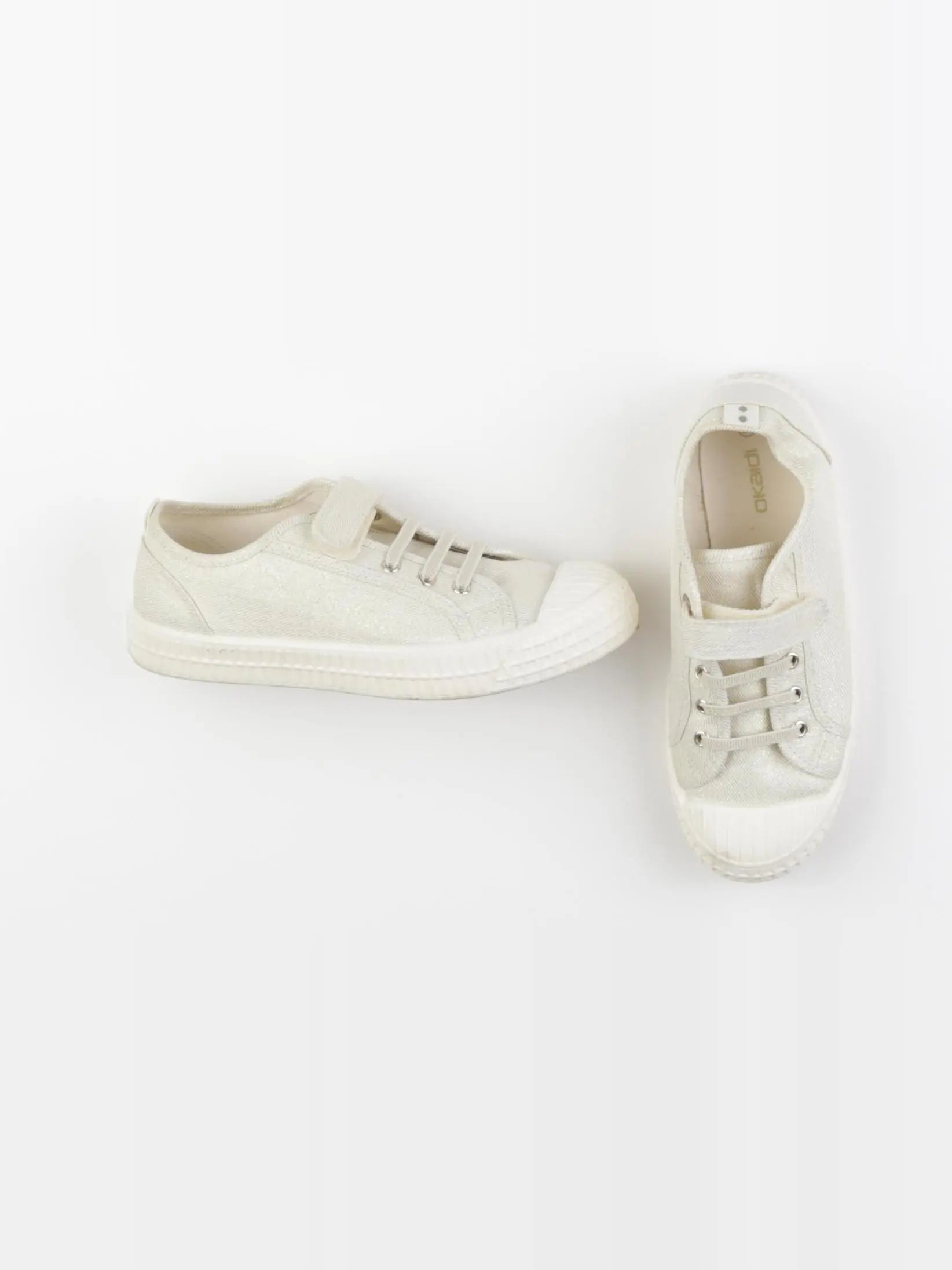 Okaidi - tennis à scratch/ lacets beige, or - pointure 35