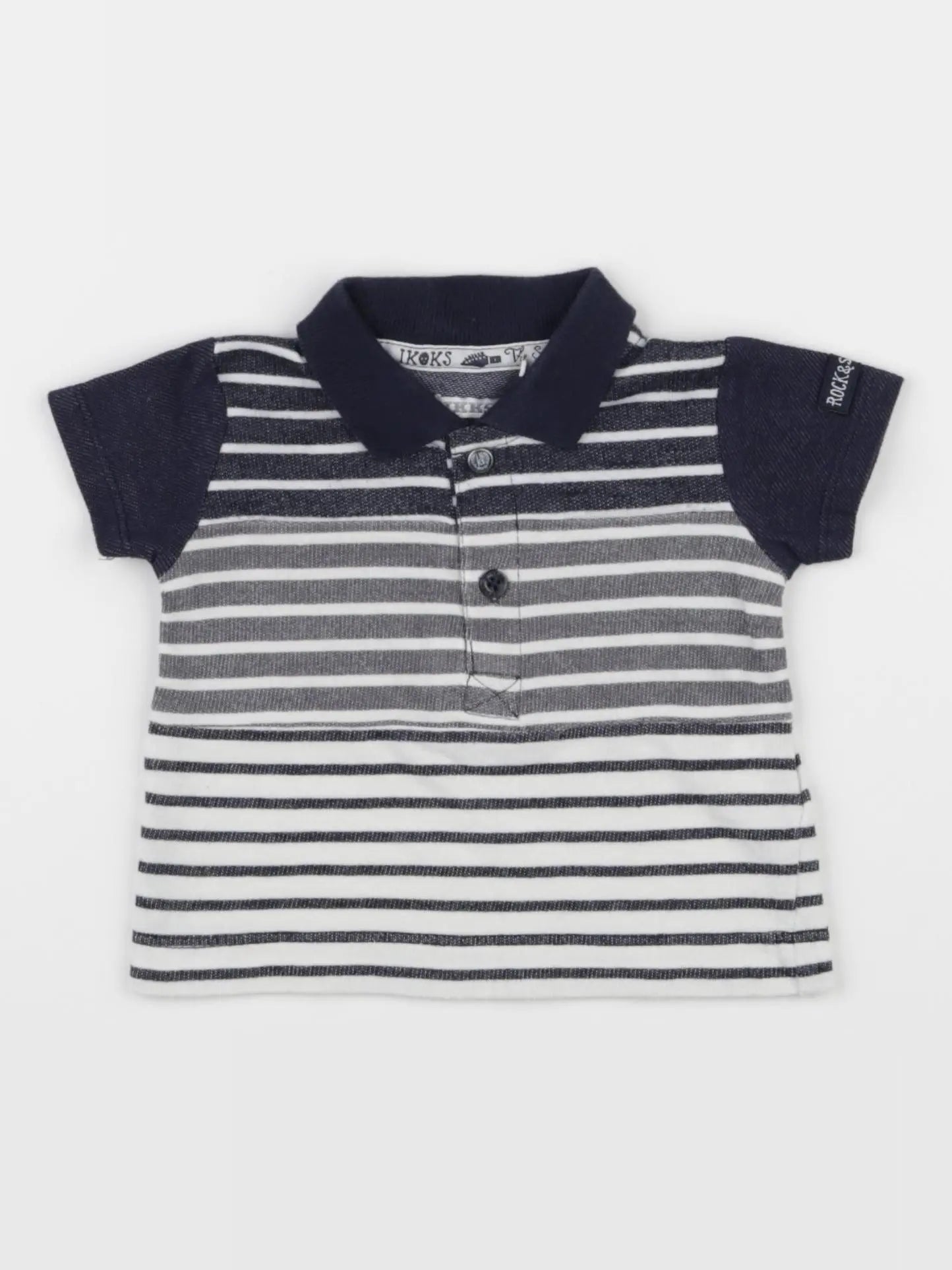 IKKS - polo imprimé au dos blanc, bleu - 3 mois