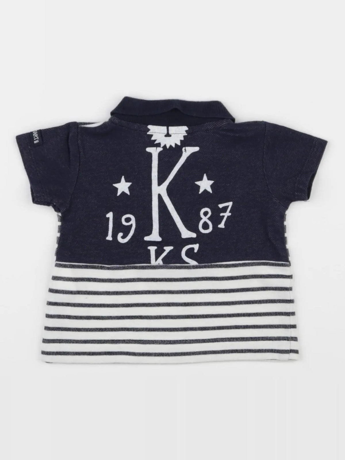 IKKS - polo imprimé au dos blanc, bleu - 3 mois