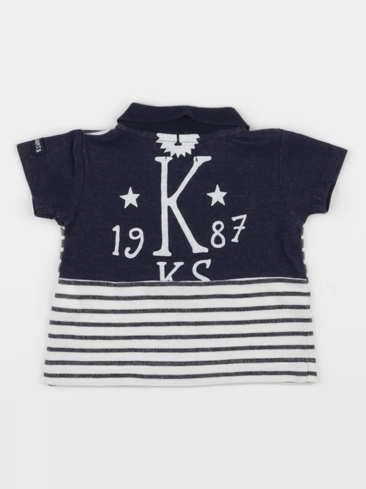 IKKS - polo imprimé au dos blanc, bleu - 3 mois