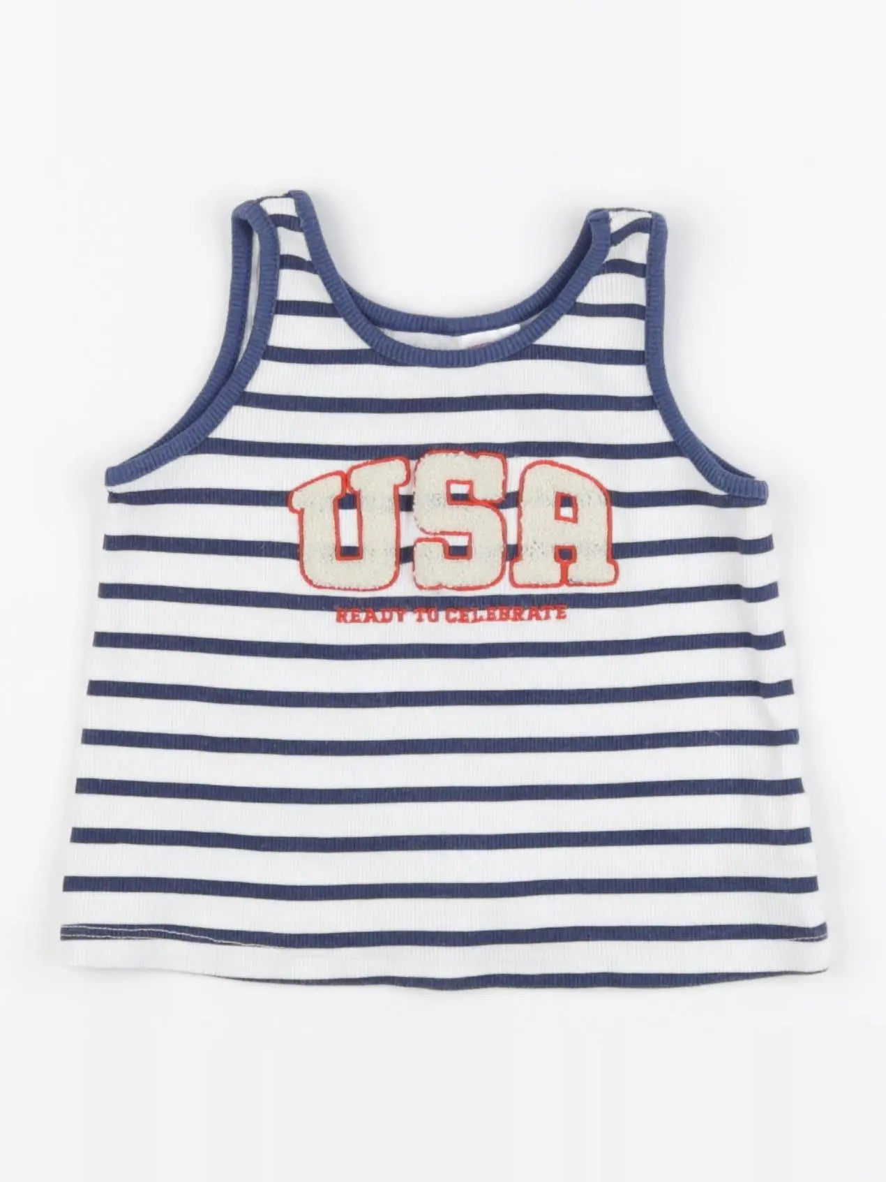 Zara - débardeur blanc, bleu - 18/24 mois