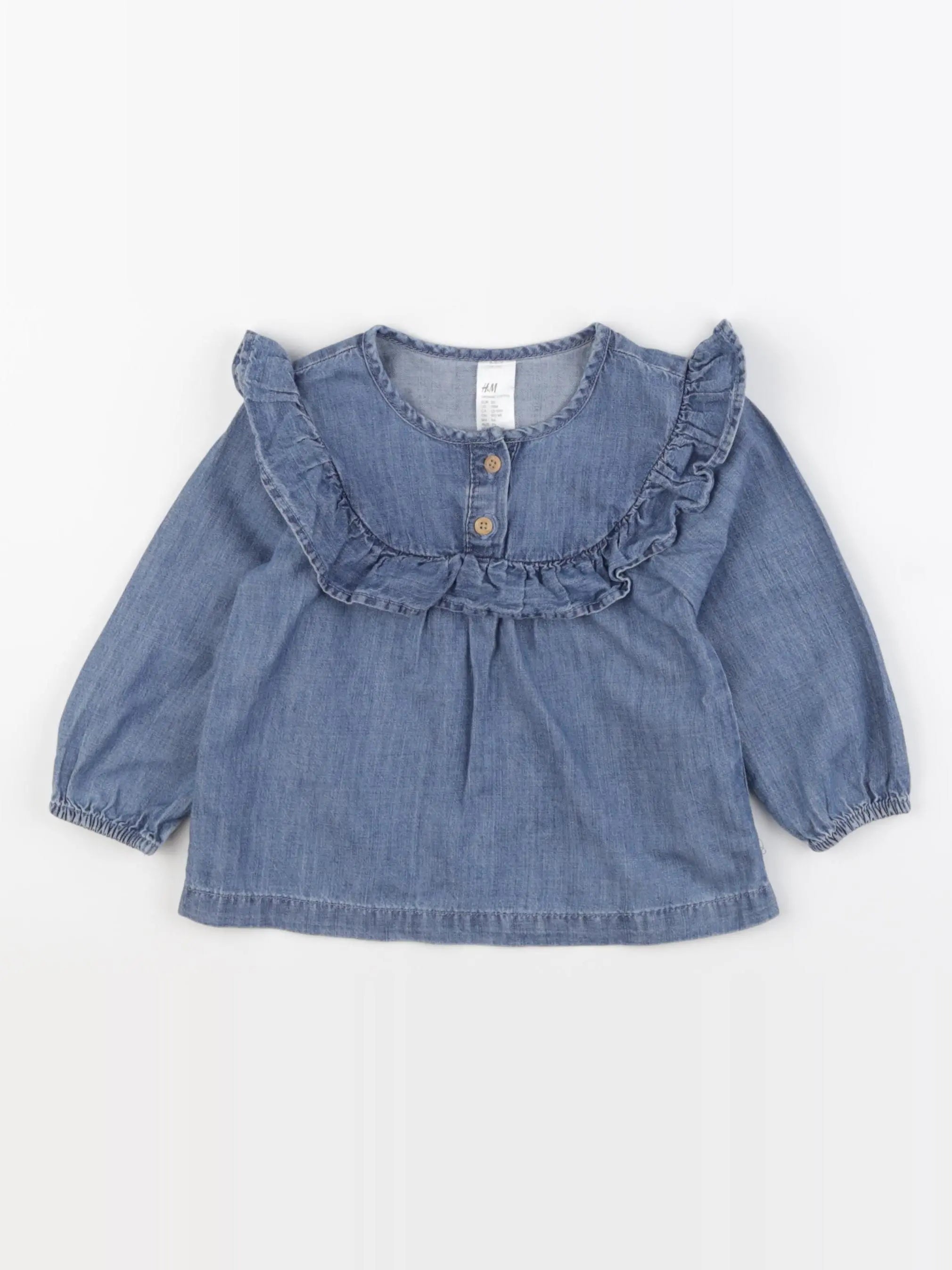 H&M - blouse bleu - 12/18 mois