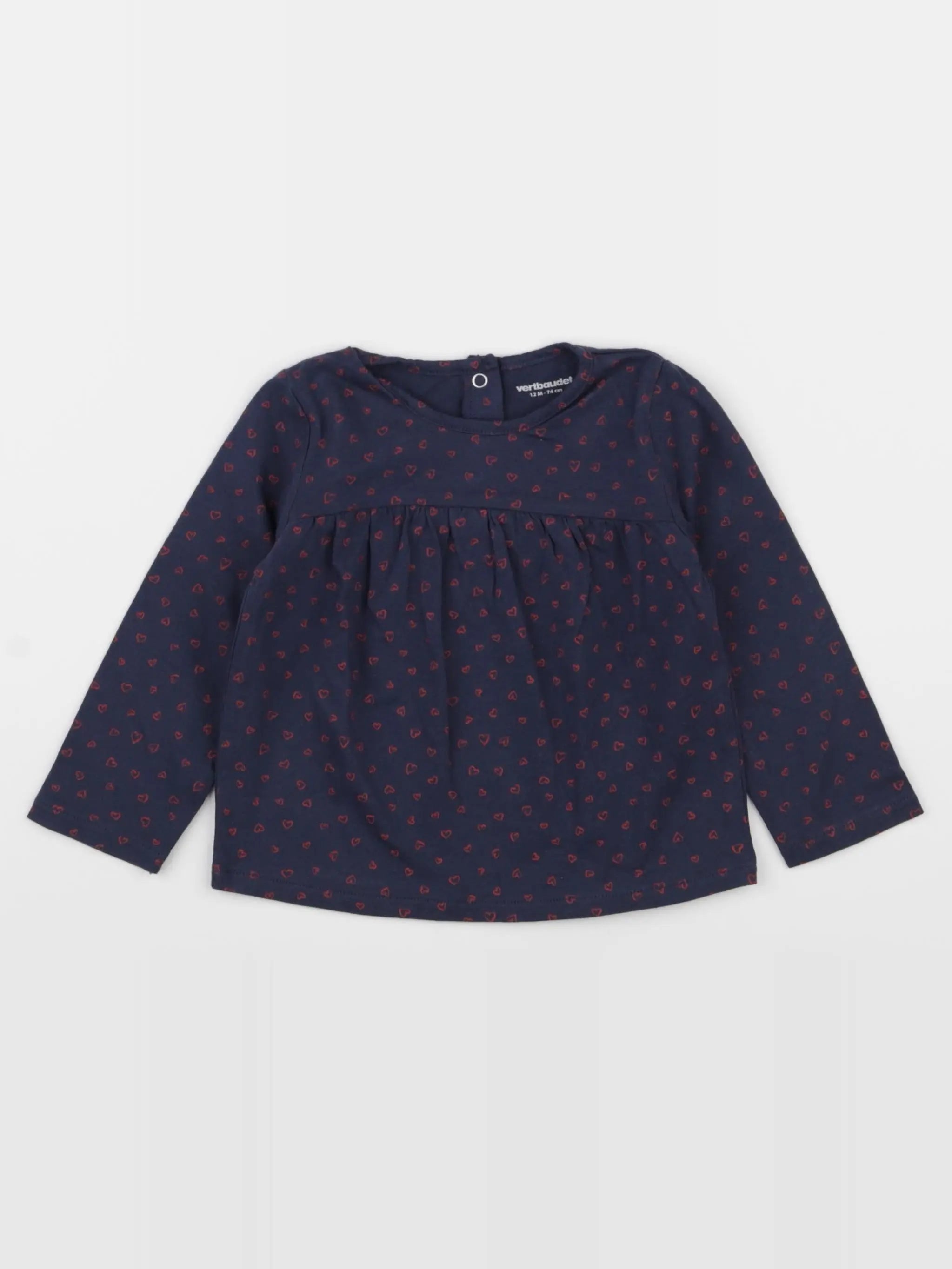 Vertbaudet - tee-shirt bleu - 12 mois