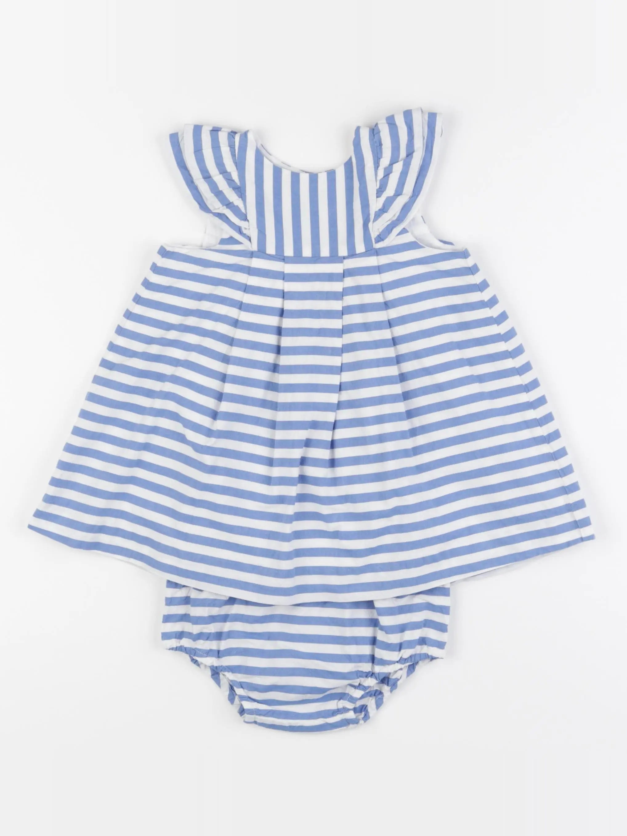 Jacadi - robe blanc, bleu - 18 mois