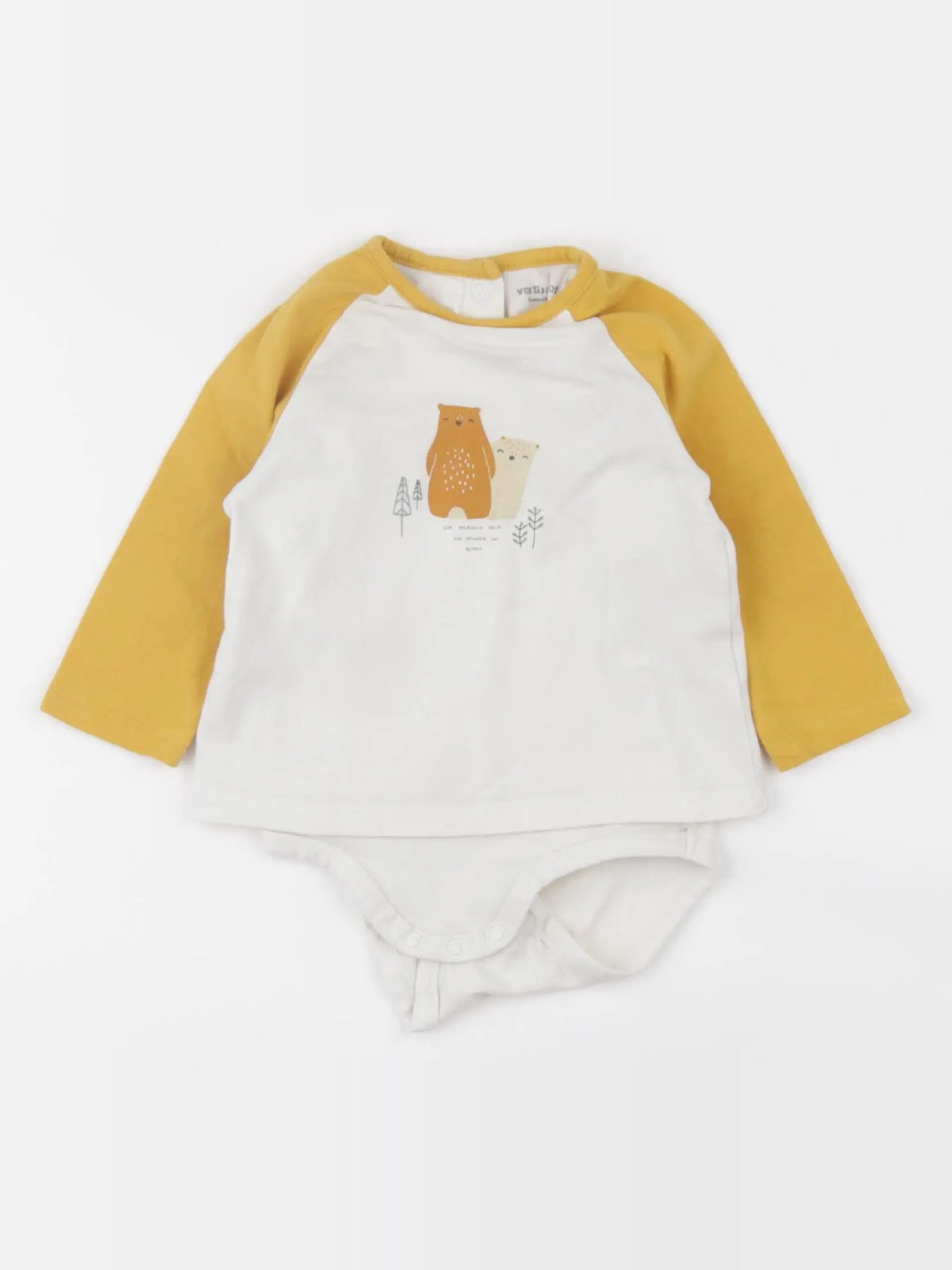 Vertbaudet - body tee-shirt jaune - 3 mois