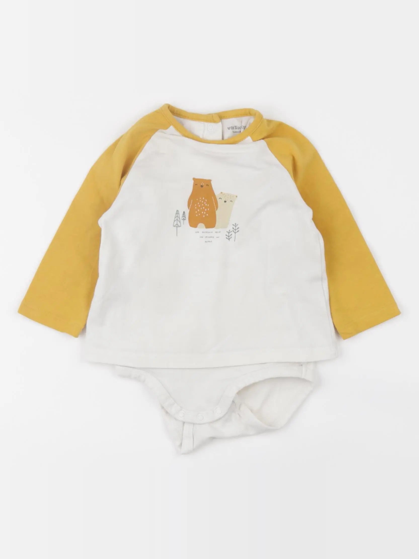 Vertbaudet - body tee-shirt jaune - 3 mois