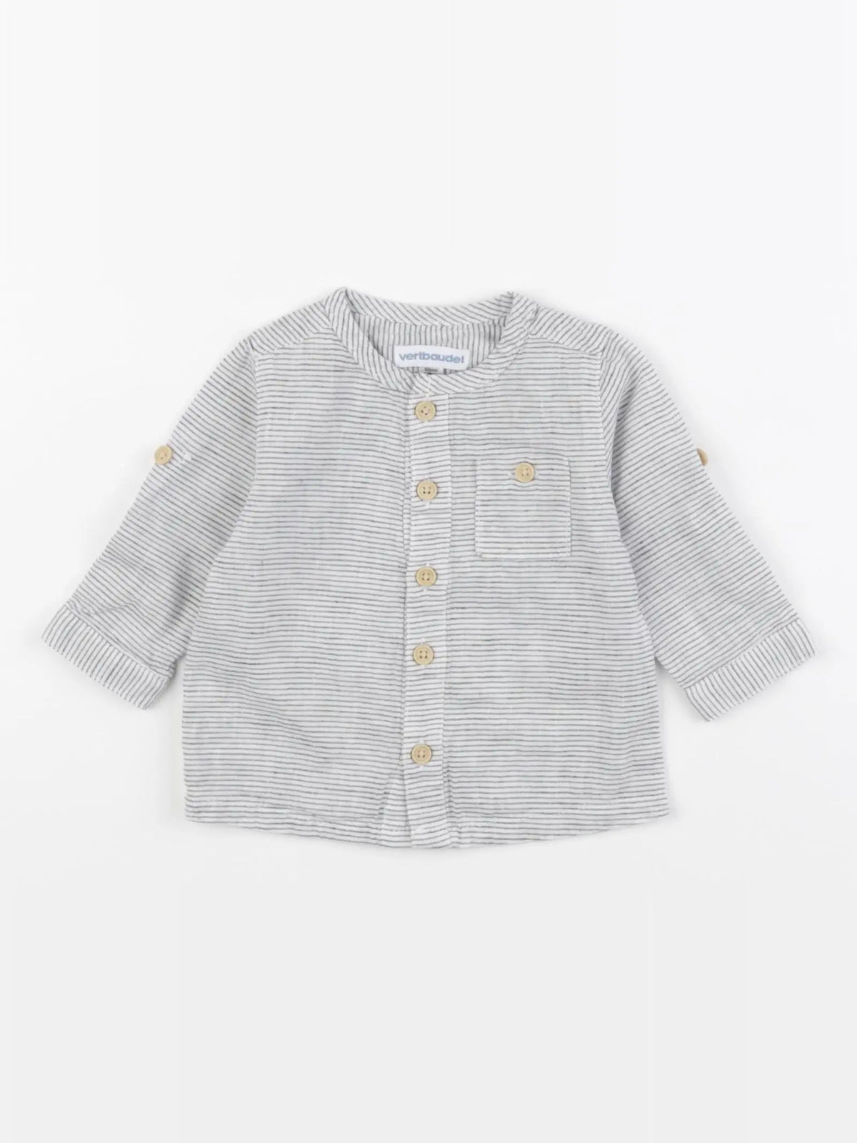 Vertbaudet - chemise blanc, gris - 3 mois