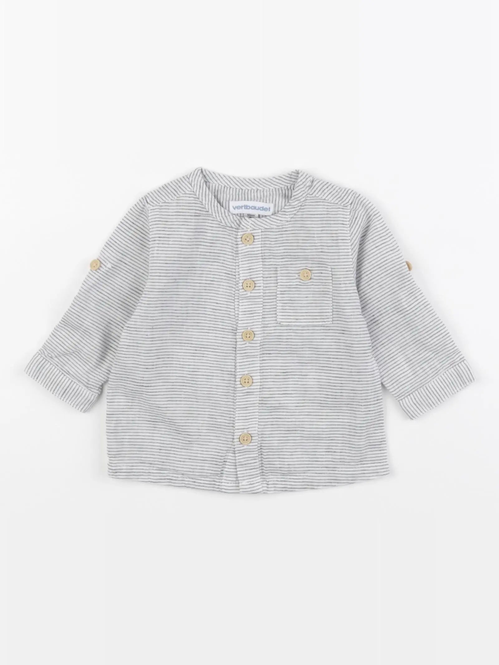 Vertbaudet - chemise blanc, gris - 3 mois