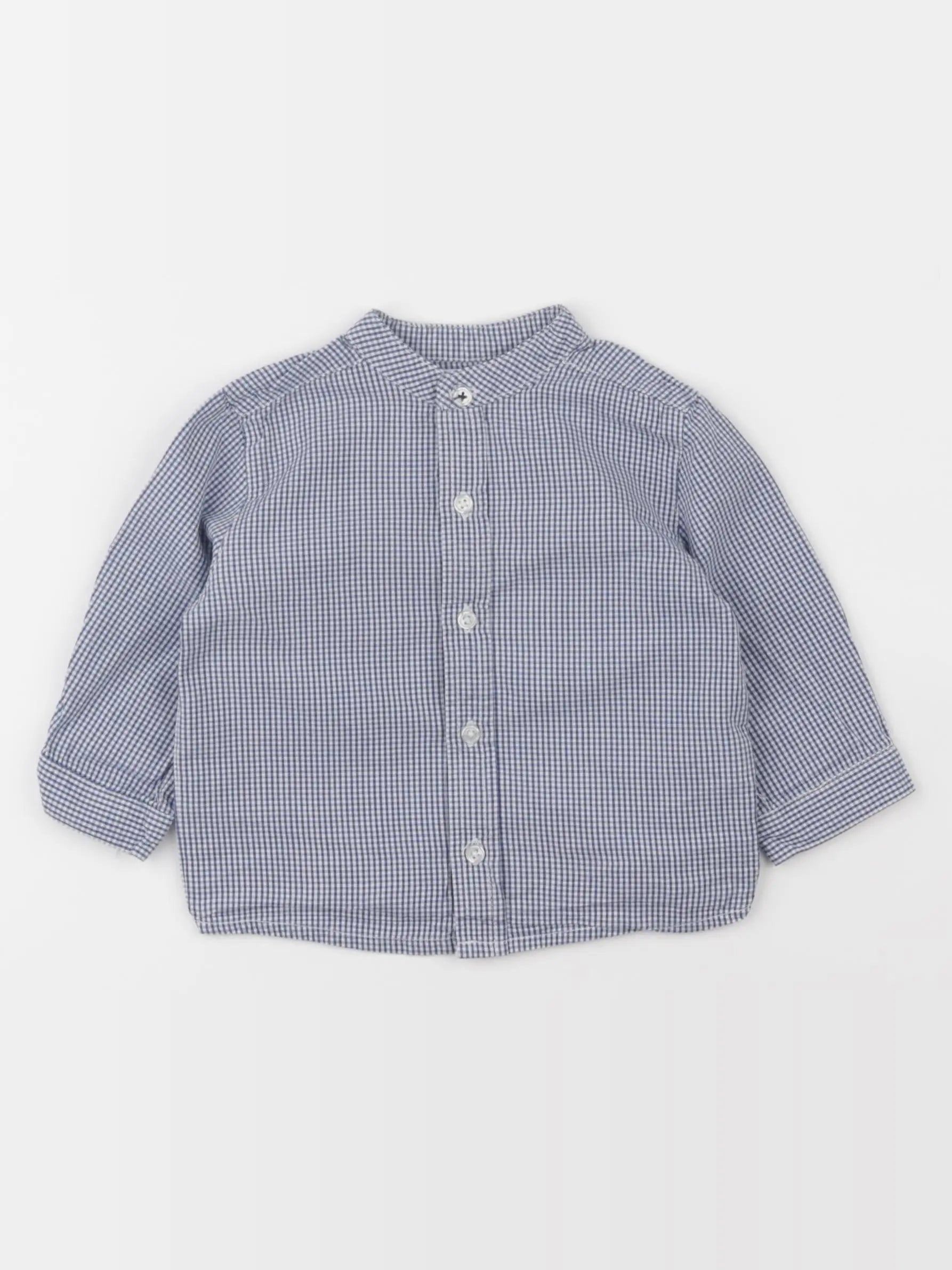 Boutchou - chemise blanc, bleu - 6 mois