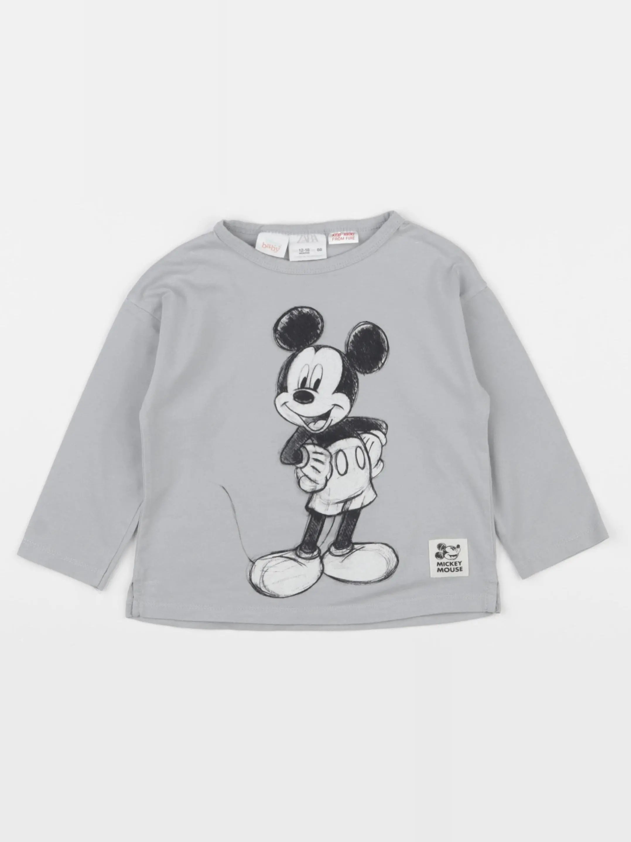 Zara - tee-shirt imprimé au dos gris - 12/18 mois