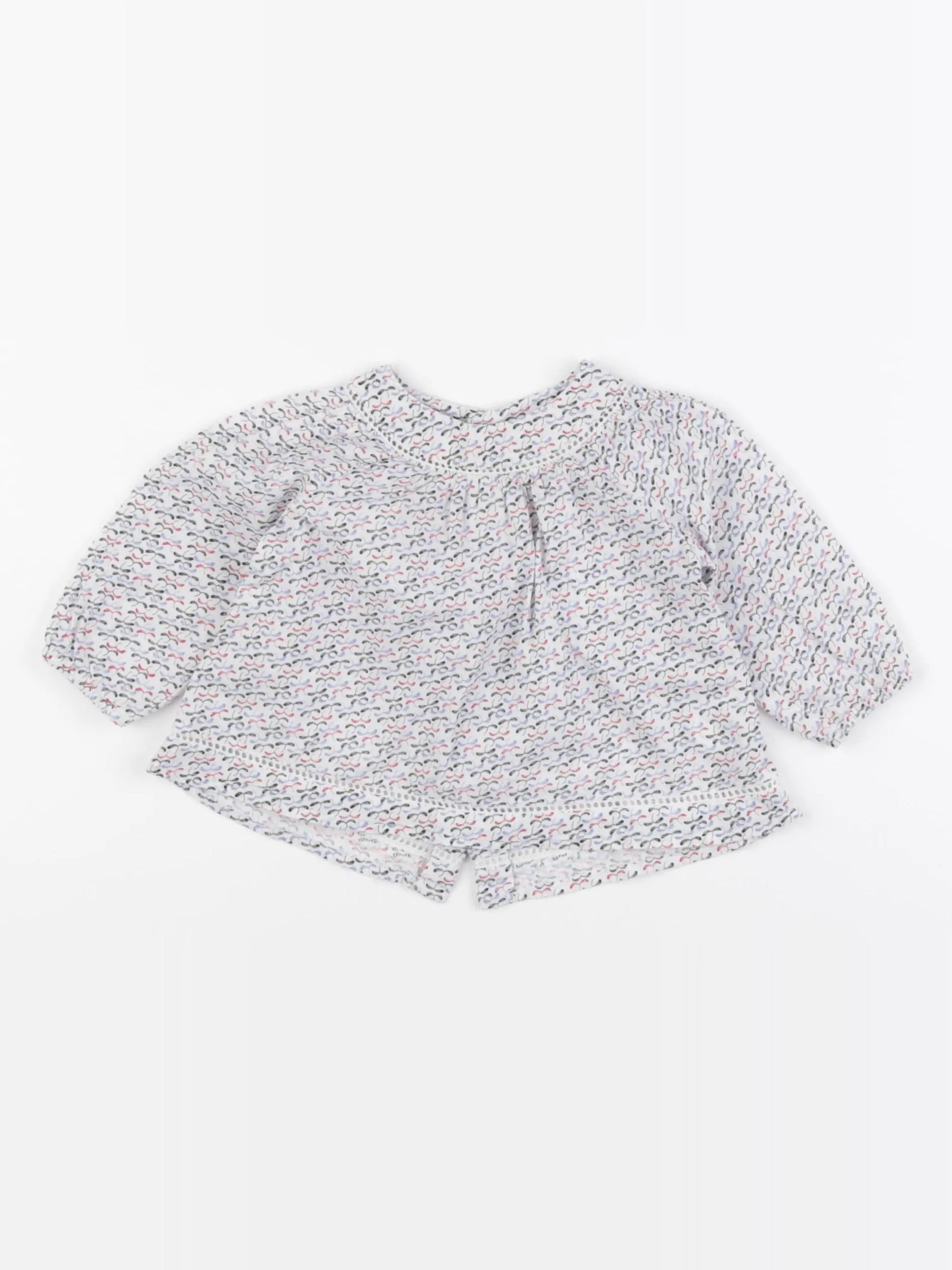 Boutchou - blouse blanc, bleu - 6 mois