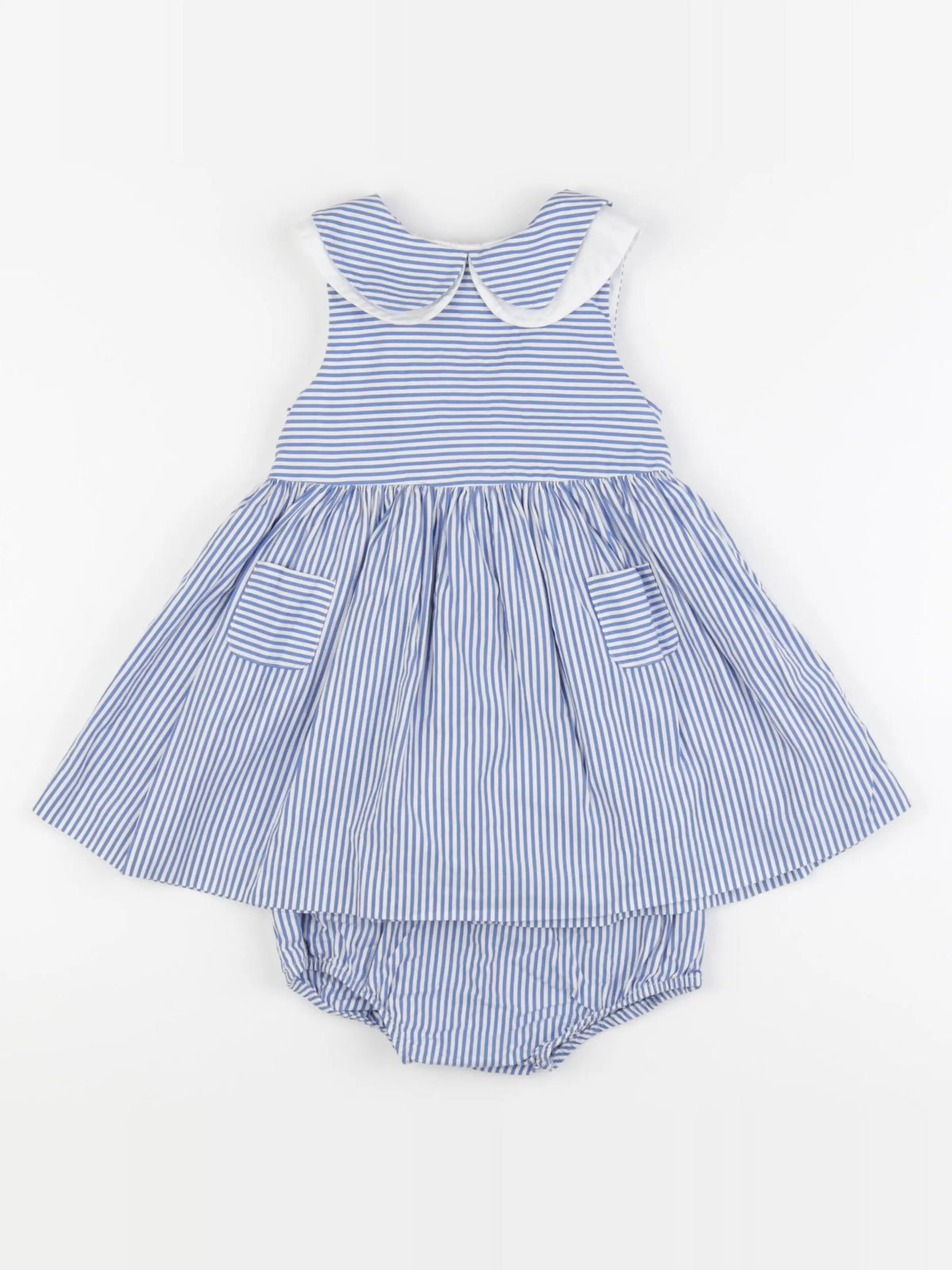 Jacadi - robe blanc, bleu - 24 mois